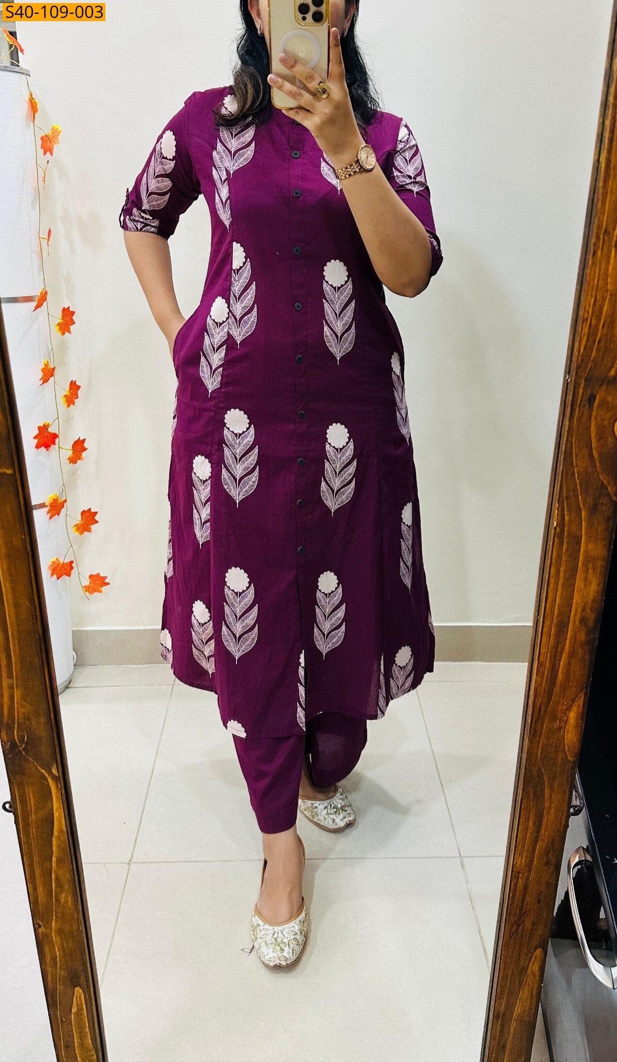 Magenta Fancy Aline kurti co -rd set