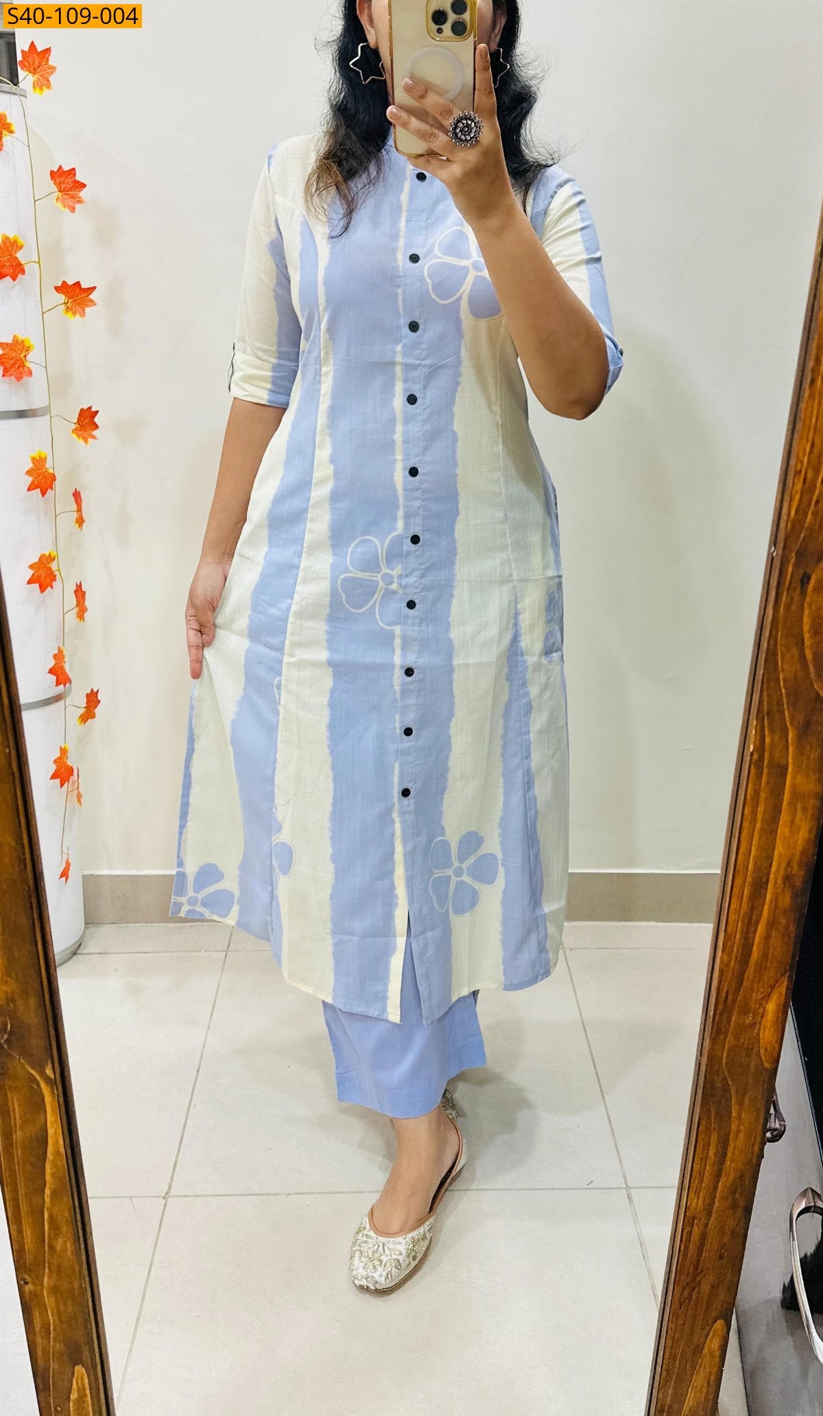 Light Blue Fancy Aline kurti co -rd set