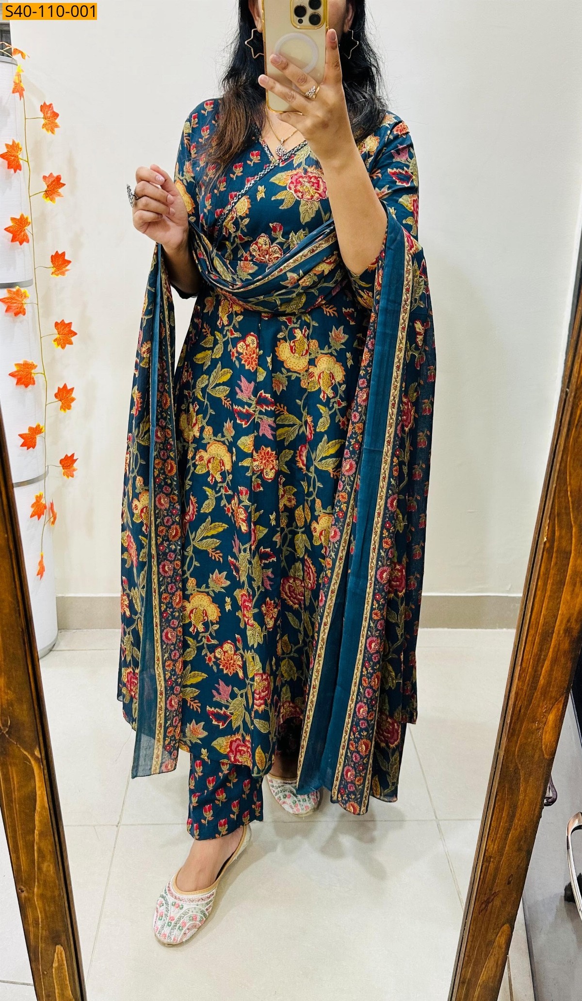 Dark Navy Fancy ajrakh print 3 pcs suit