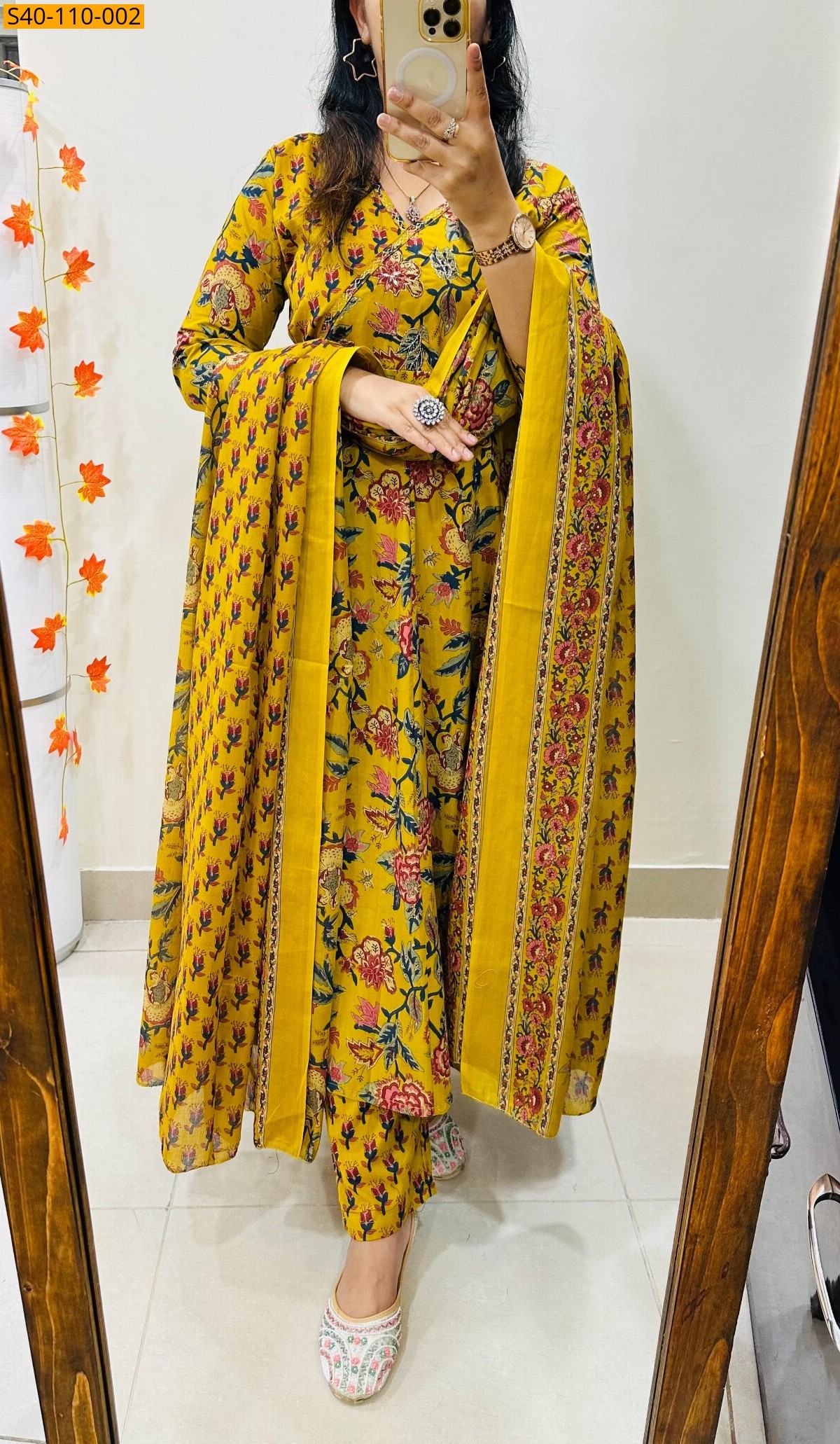 Mustard Fancy ajrakh print 3 pcs suit