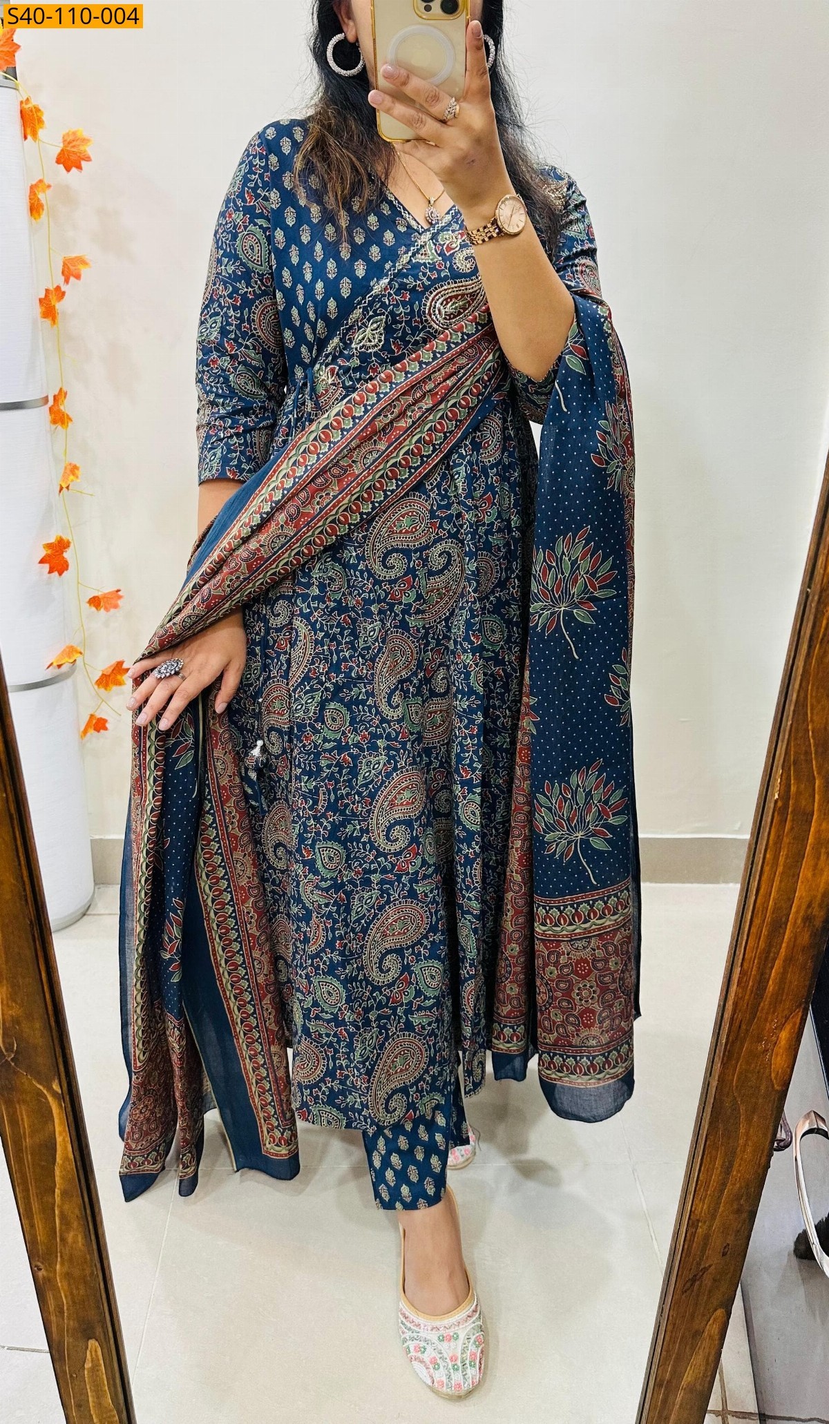 Navy Blue Fancy ajrakh print 3 pcs suit