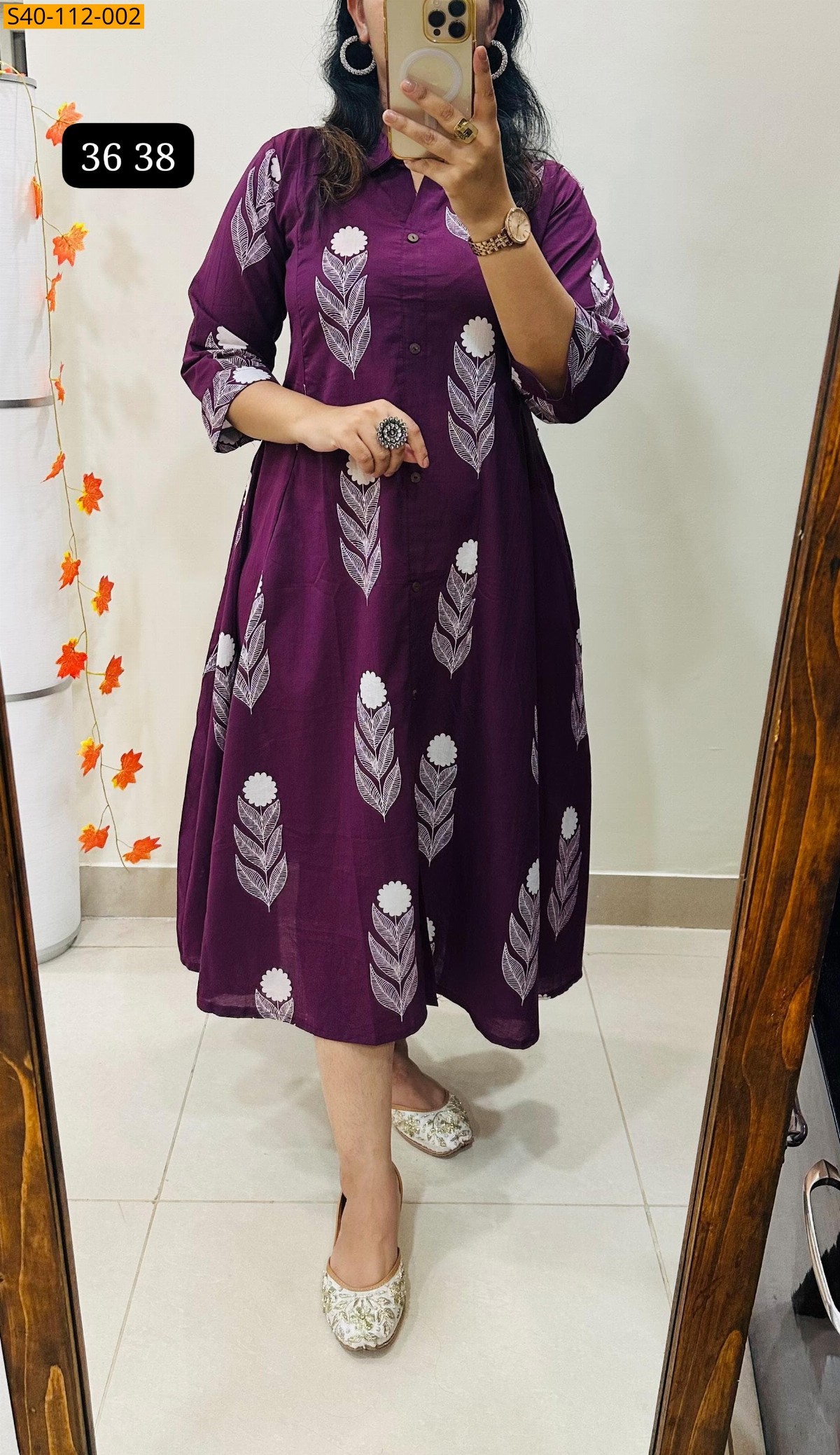 Magenta Fancy Aline cotton dress 
