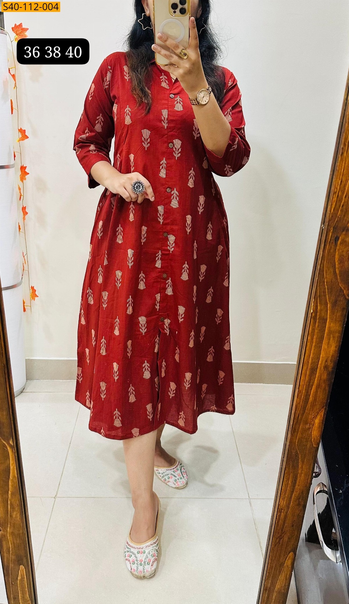 Red Fancy Aline cotton dress 