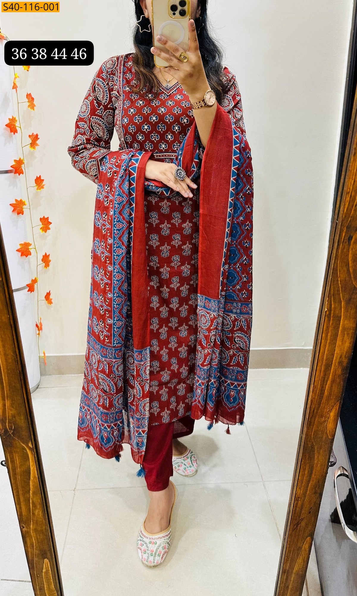 Red Fancy ajrakh print suit
