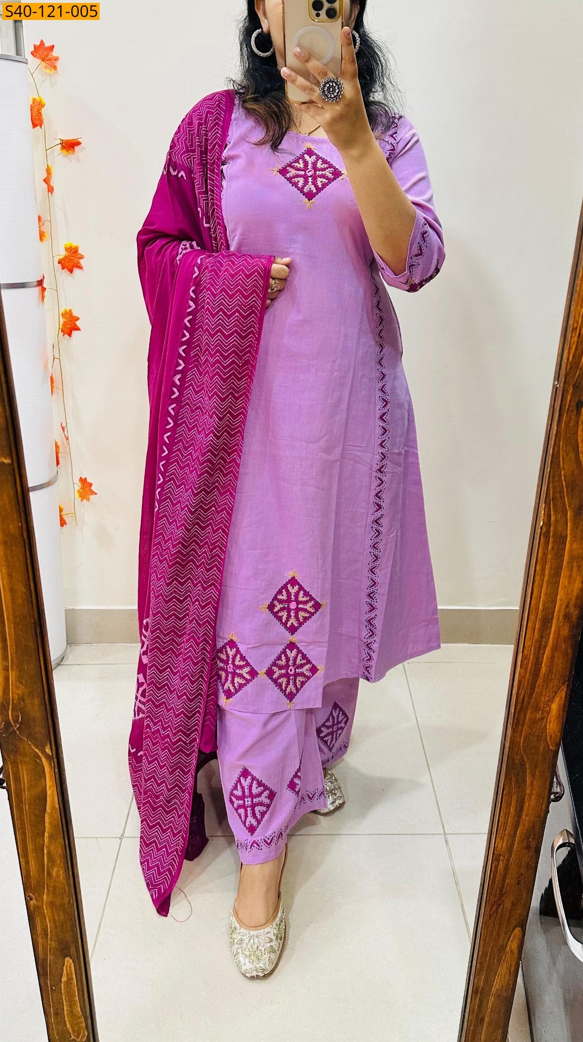 Pink Cotton flex 3 piece suit set