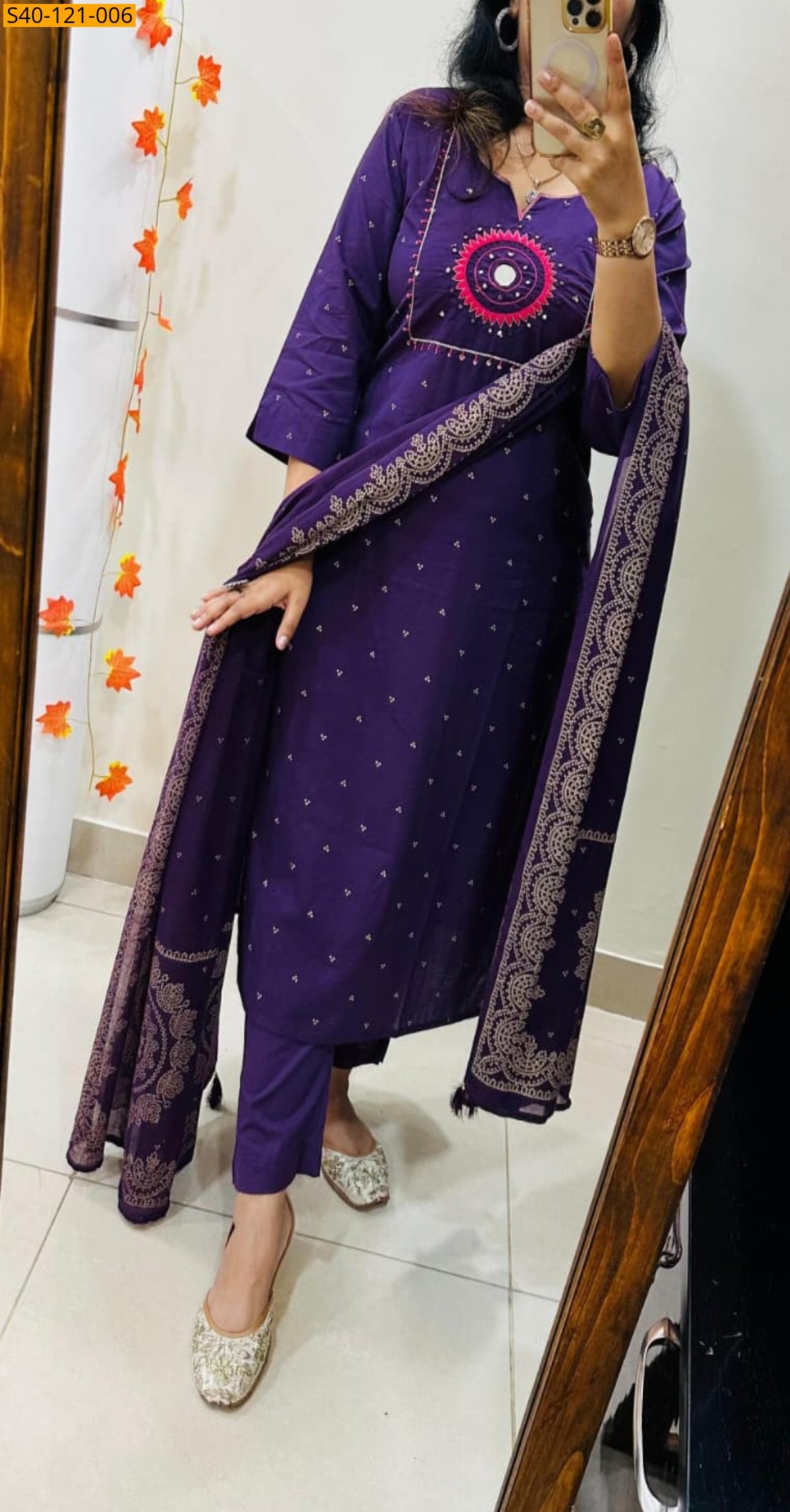 Violet Fancy Dhabu Cotton Straight Suit