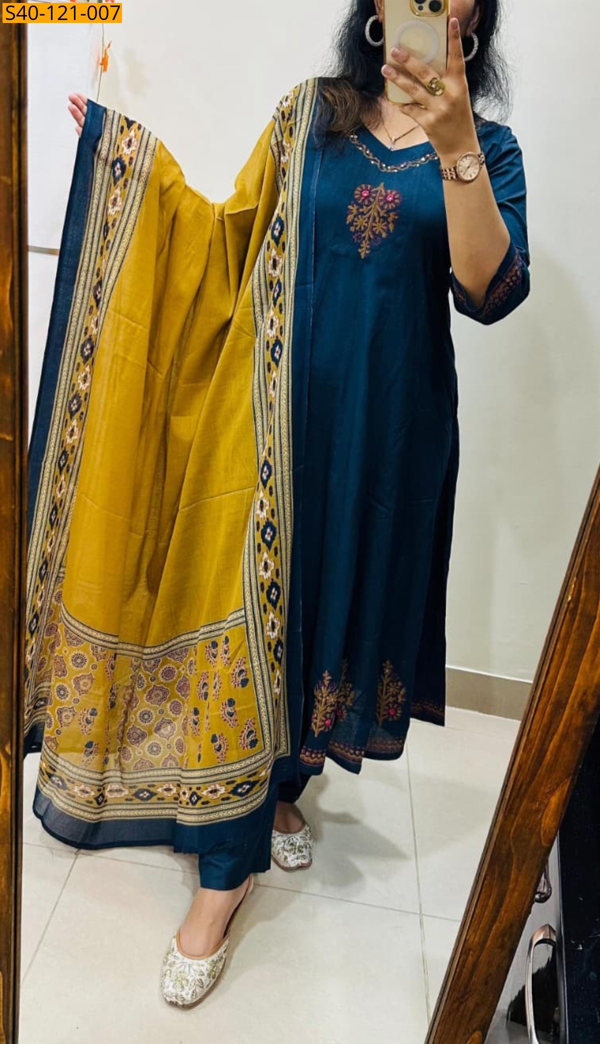Blue Fancy Dhabu Cotton Straight Suit