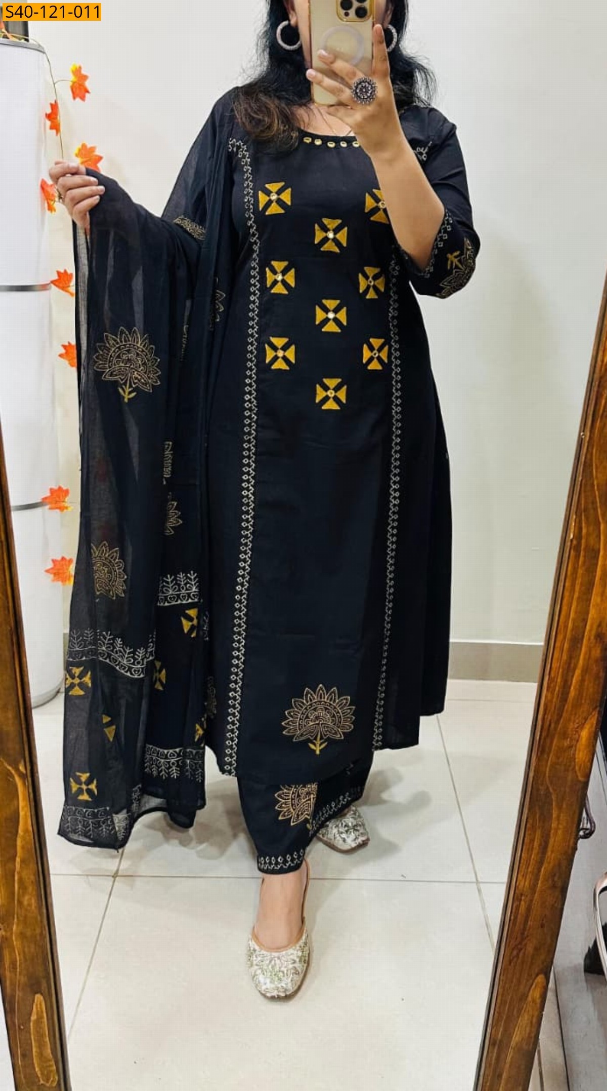 Black Fancy Premium Rich Cotton 3 piece suit set