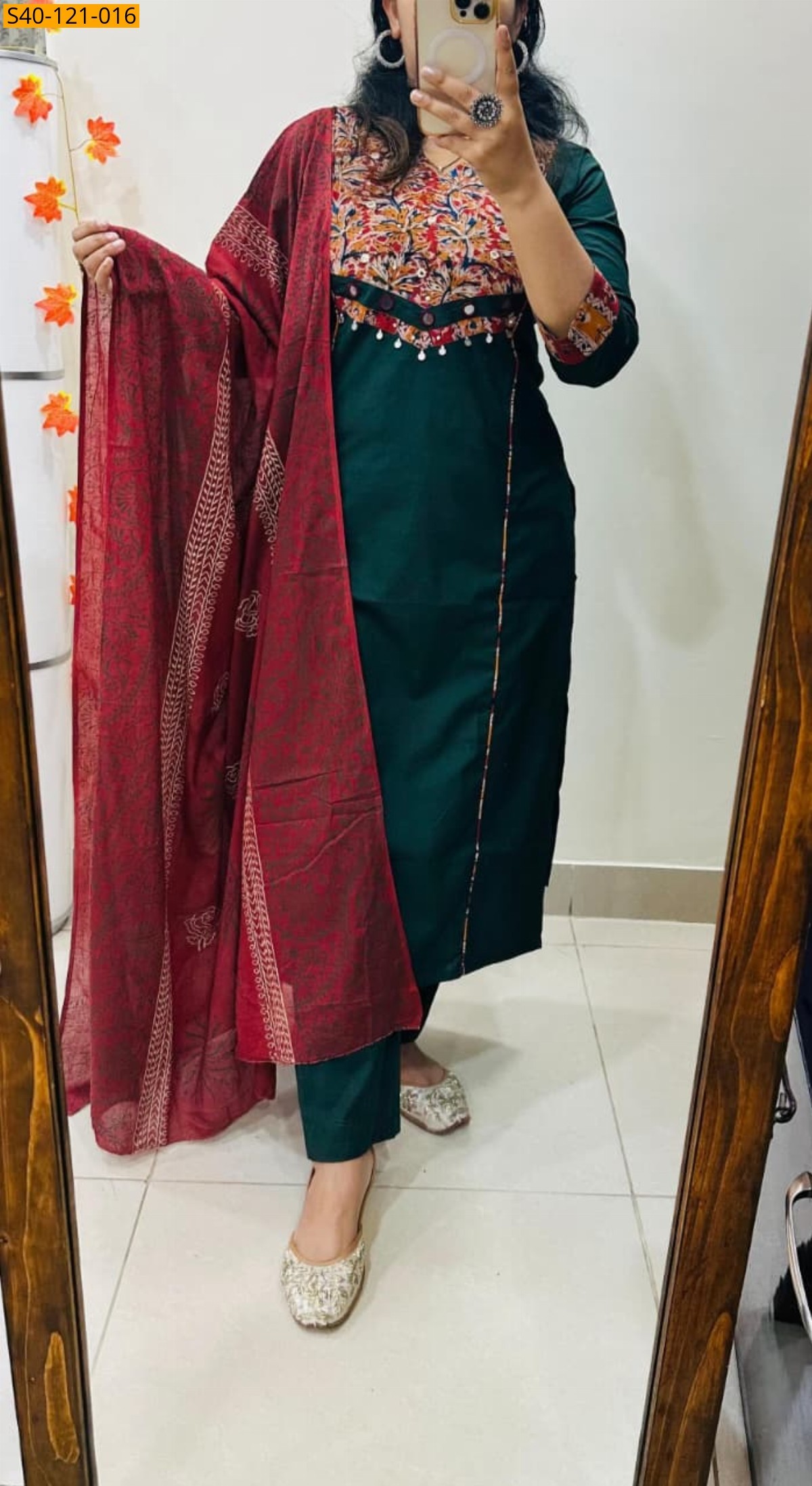Green Fancy Dhabu Cotton Suit 3 Piece Set