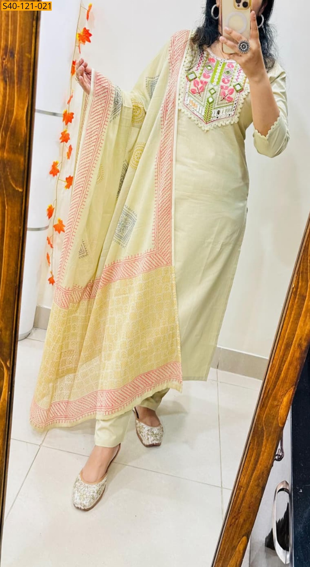 Half white Fancy Dhabu Cotton Suit 3 Piece Set