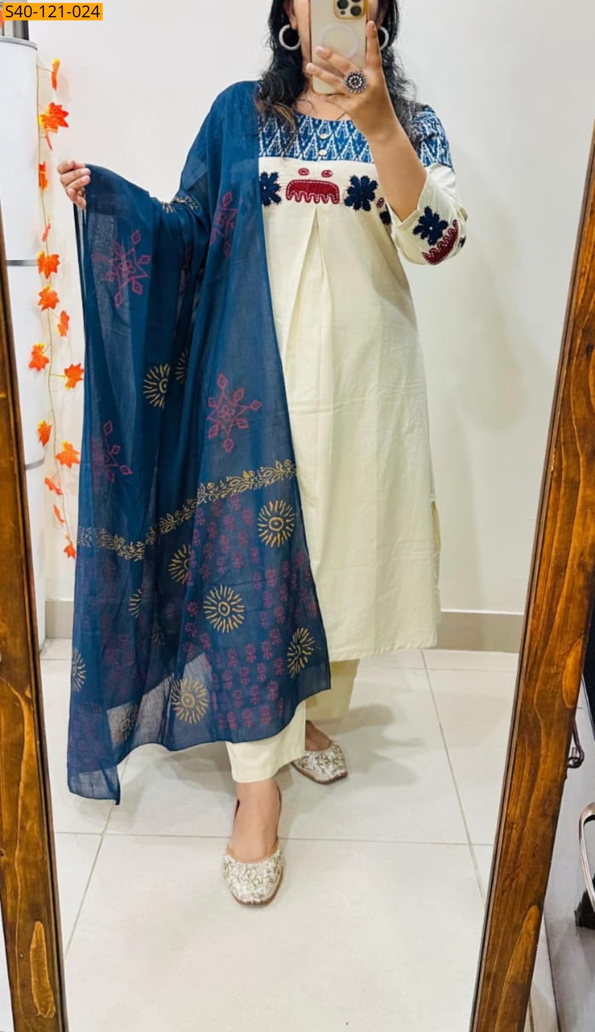 White Fancy Dhabu Cotton Suit 3 Piece Set