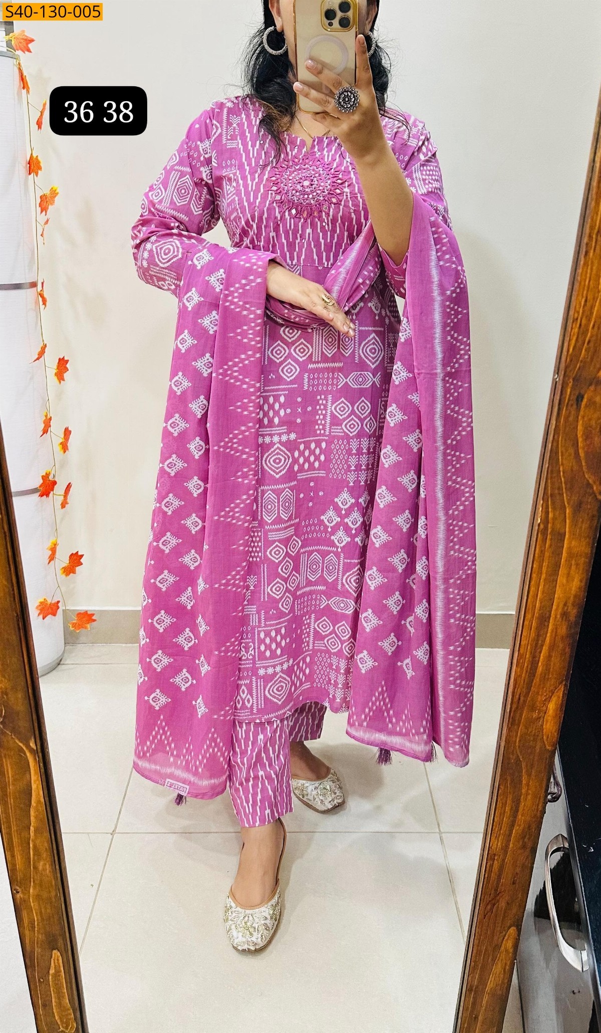 Pink Fancy Azrakh cotton kurta set