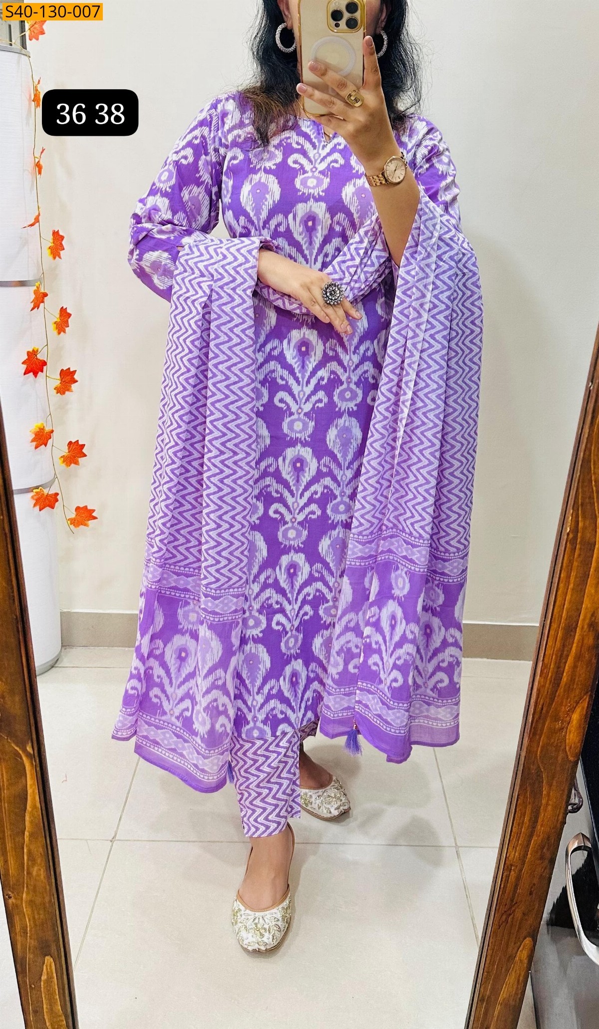 Violet Fancy Azrakh cotton kurta set