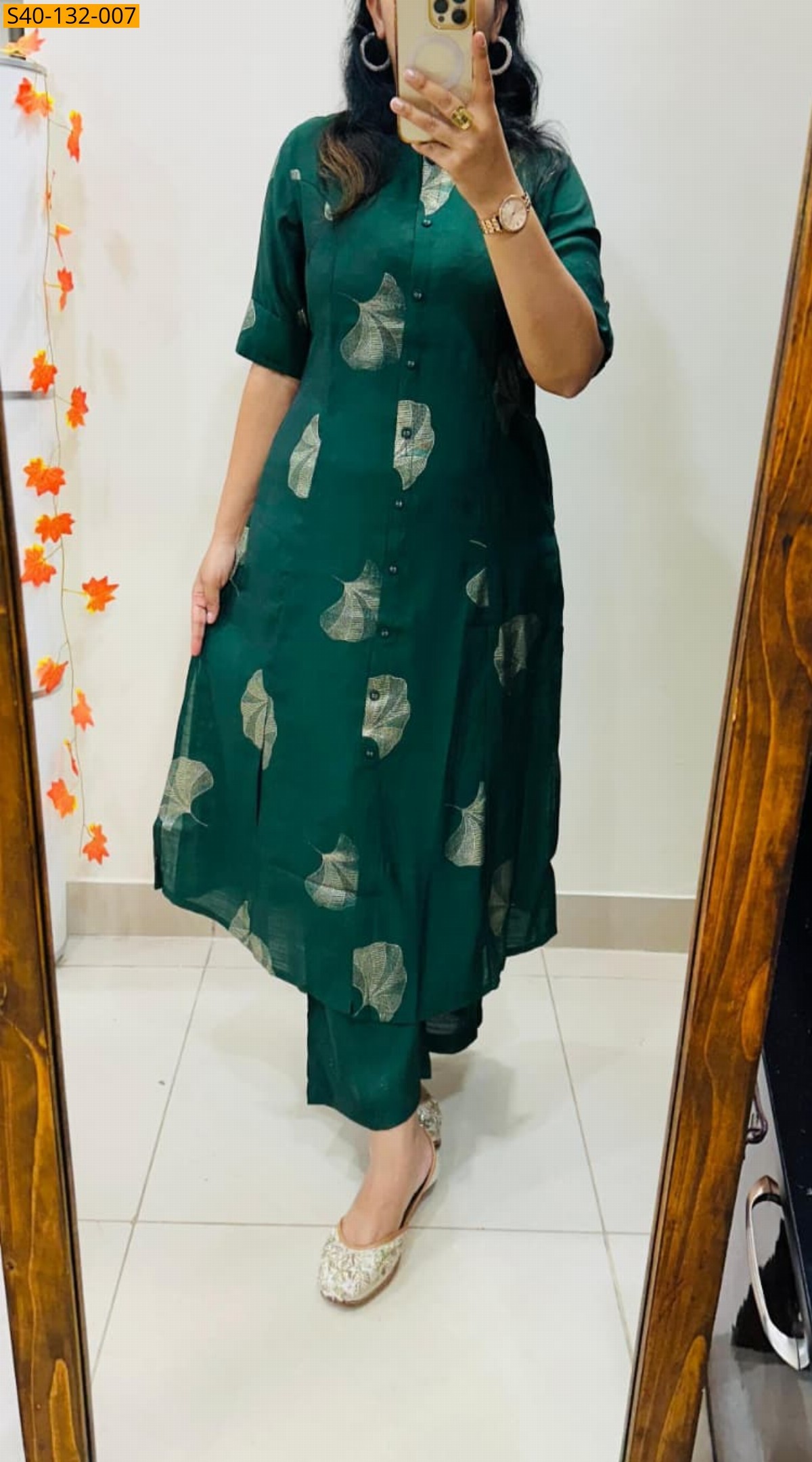 Green Fancy  Ethnic Kurti Pant Set