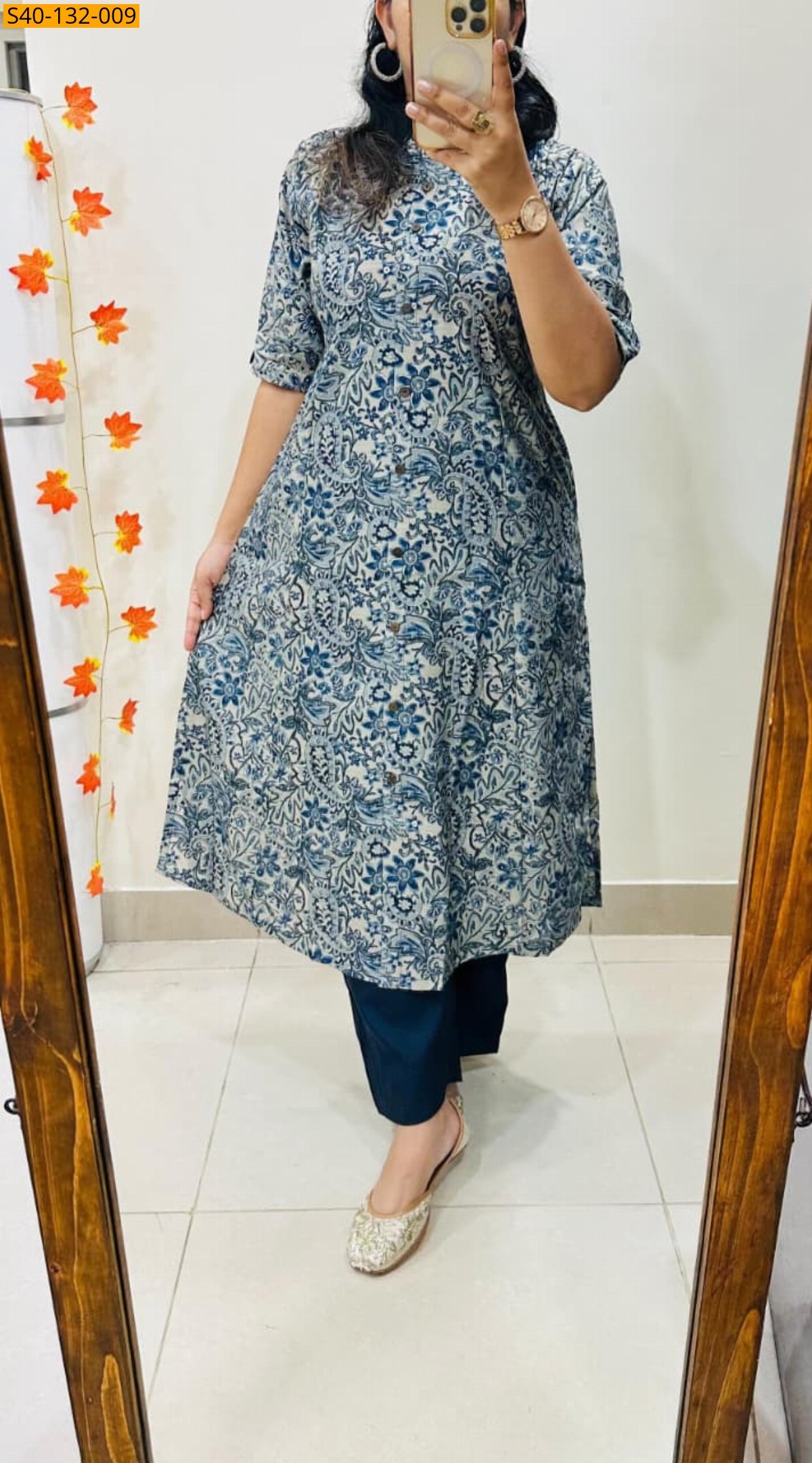 Blue Fancy  Ethnic Kurti Pant Set