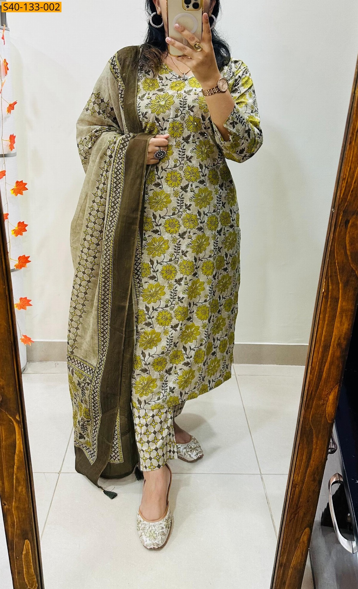 Green Fancy Azrakh cotton kurta set