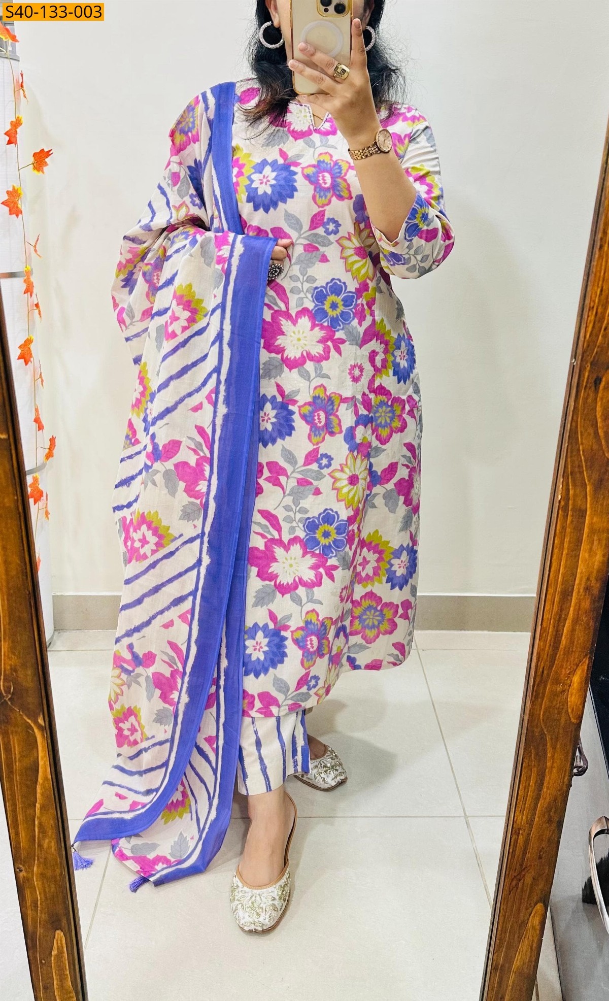 Violet Fancy Azrakh cotton kurta set