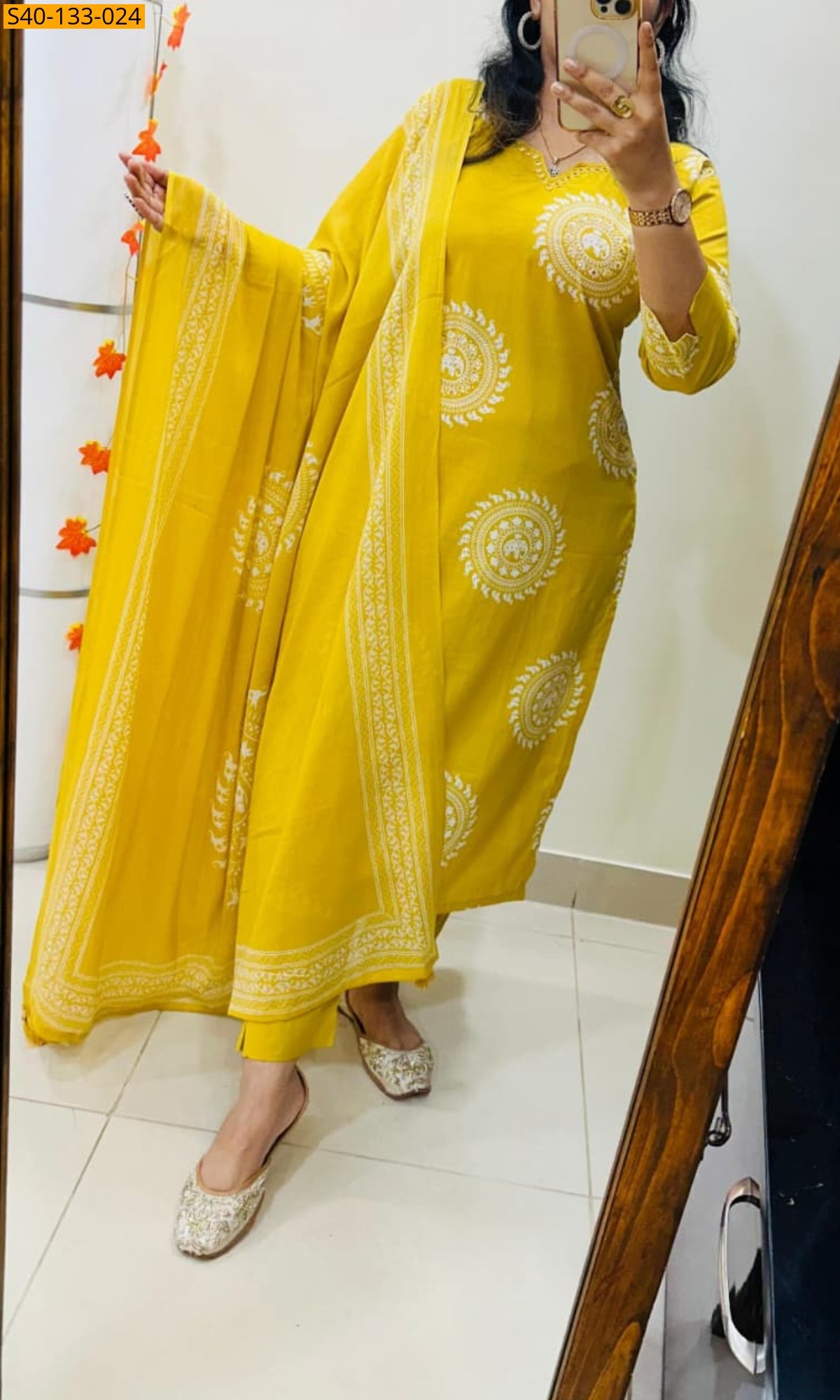 Fancy Azrakh cotton kurta 3 piece suit set