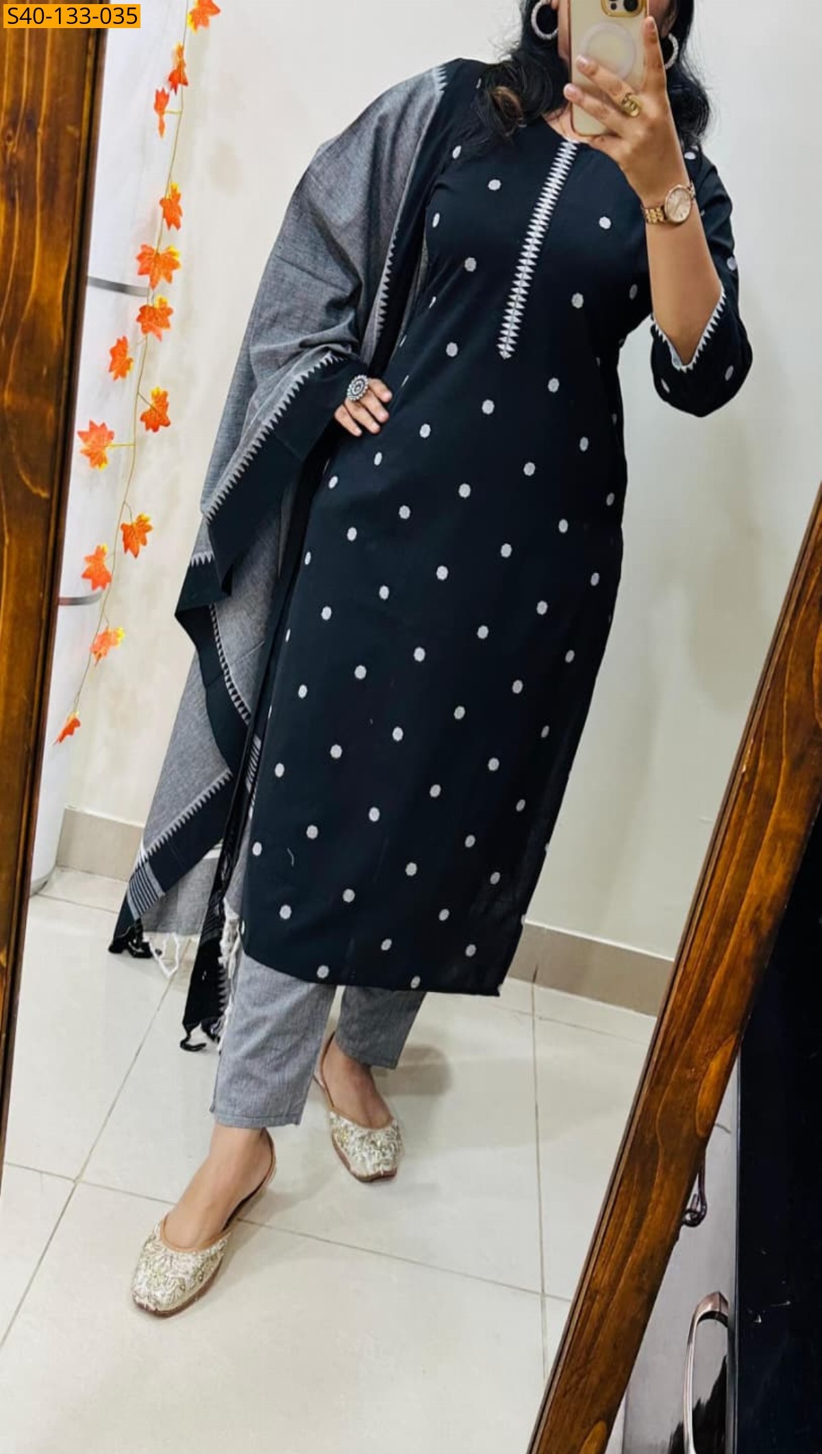 Black Fancy Handloom Cotton Suits