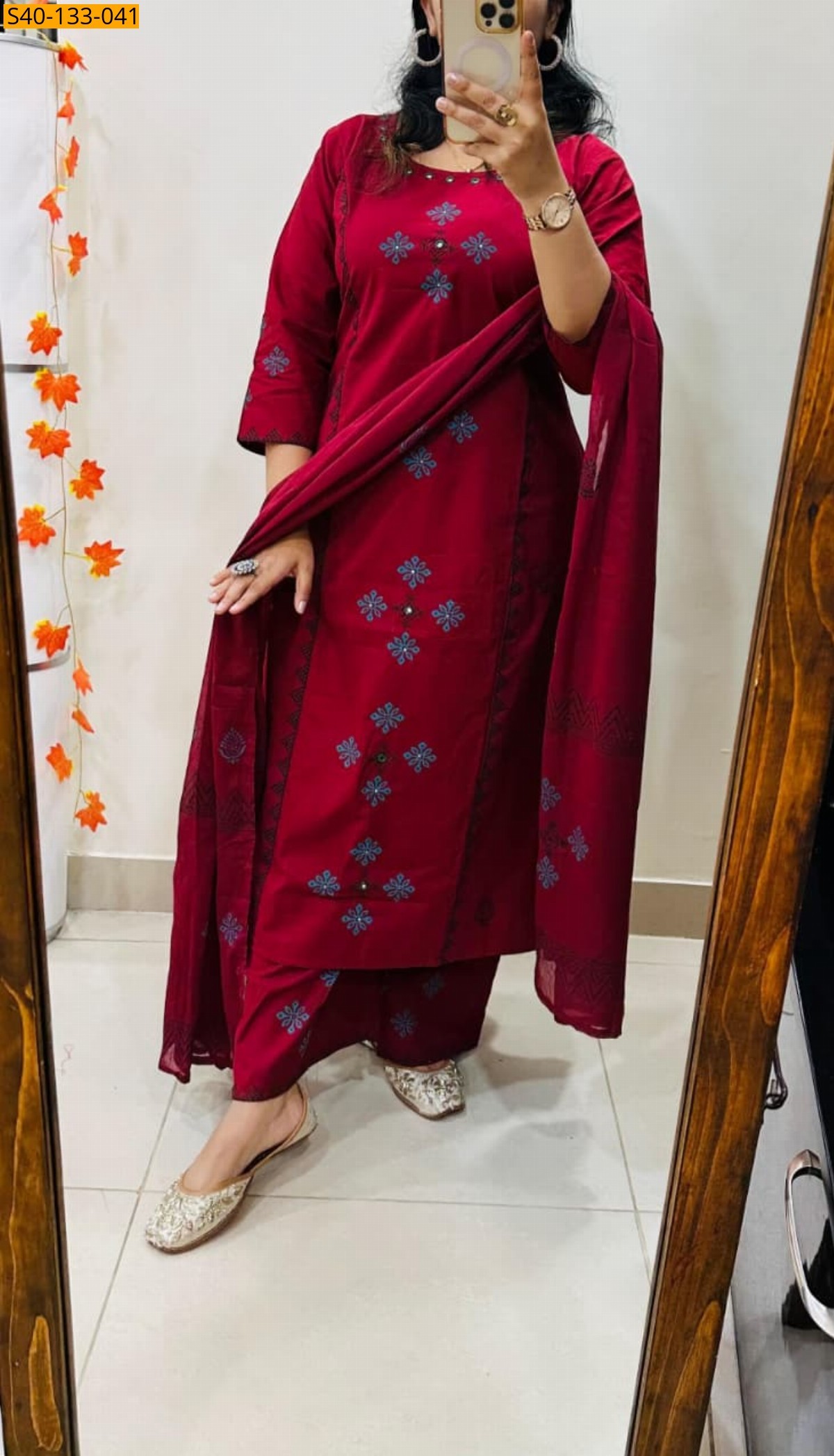 Red Fancy  Cotton Suits 