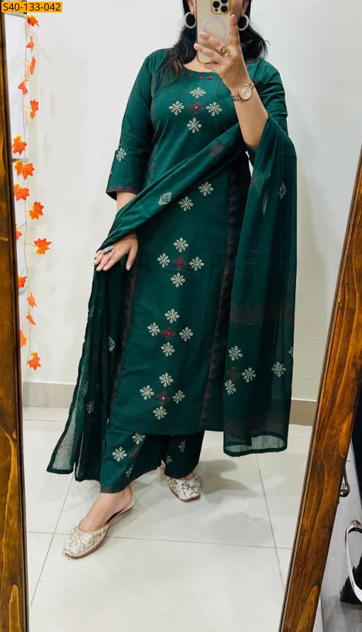 Green Fancy  Cotton Suits 