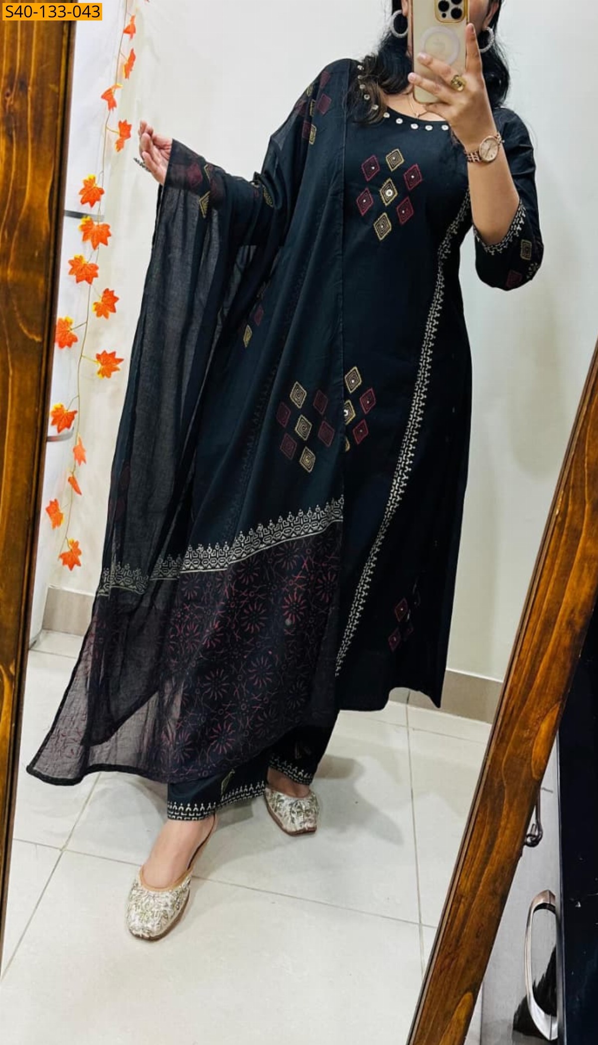 Black Fancy  Cotton Suits 