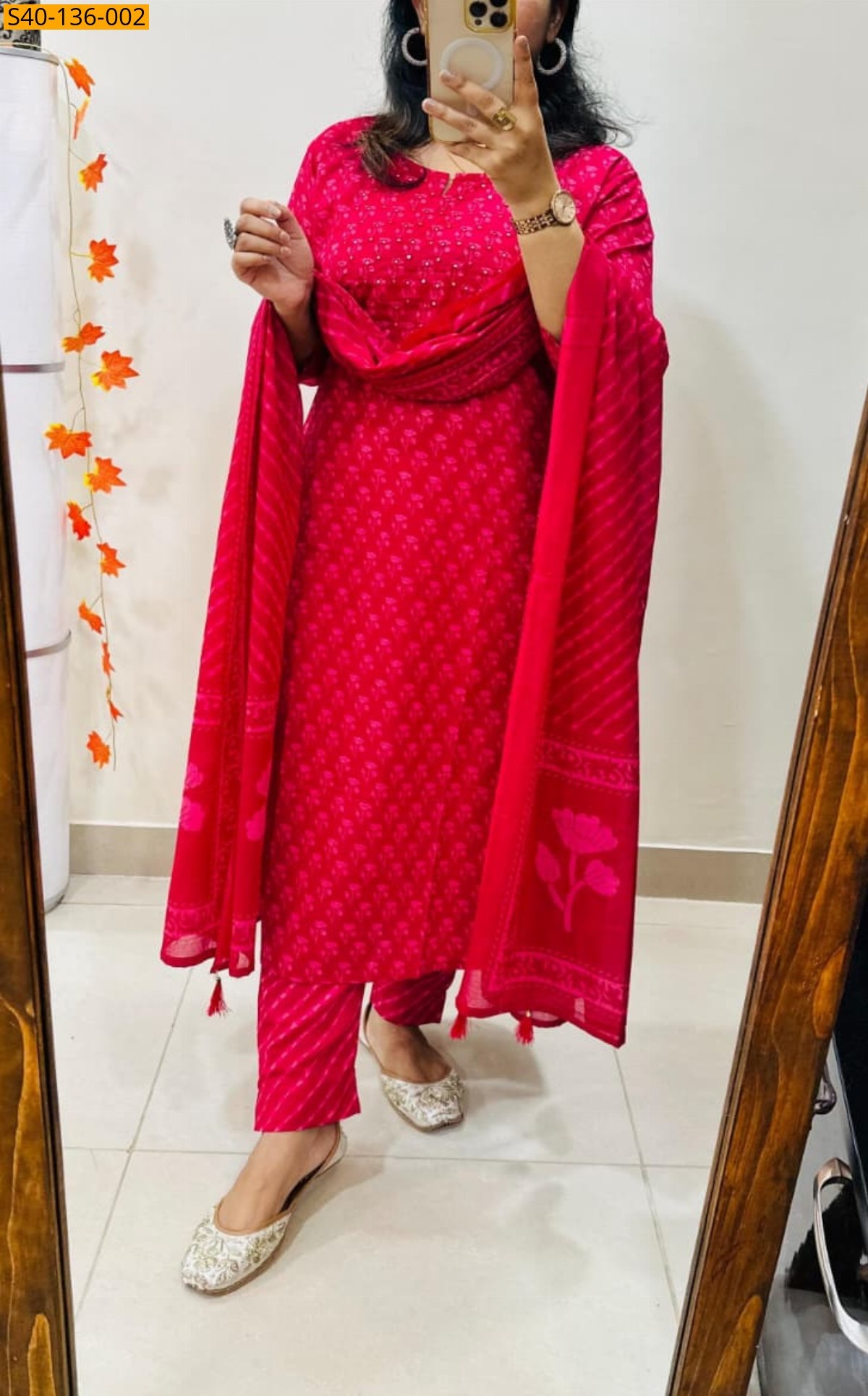 Pink Fancy Azrakh cotton kurta set
