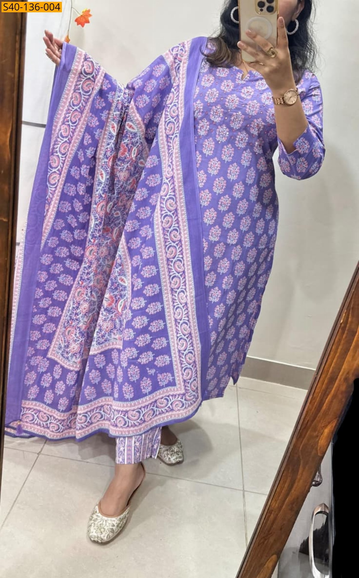Violet Fancy Azrakh cotton kurta set