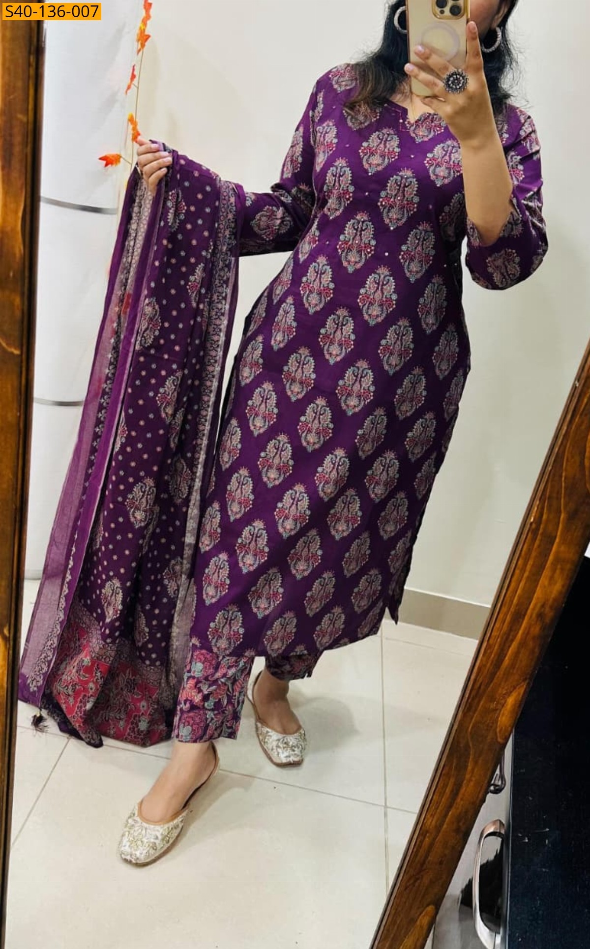 Magenta Fancy Azrakh cotton kurta set