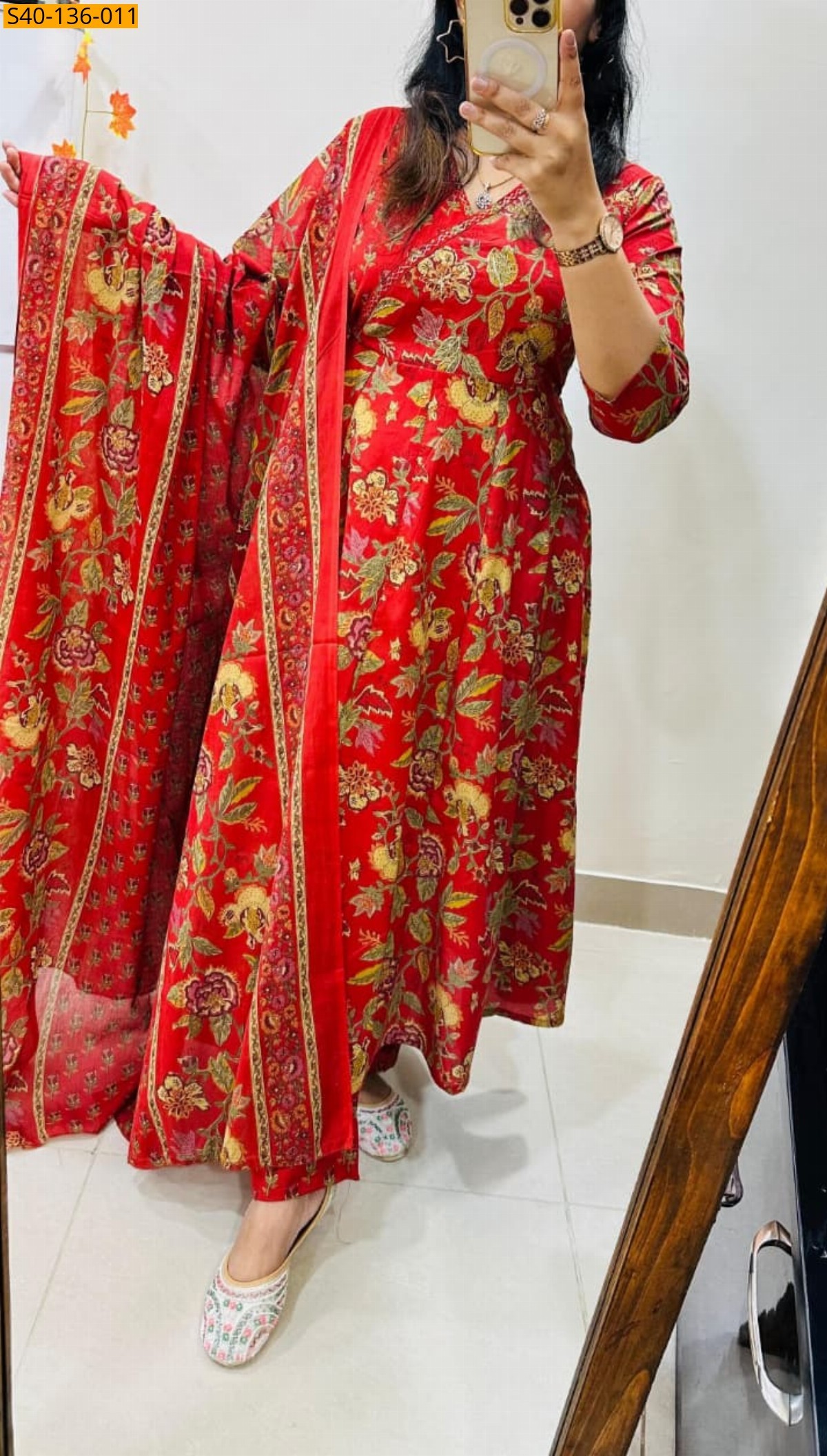 Red Fancy rich 3 pcs cotton suit