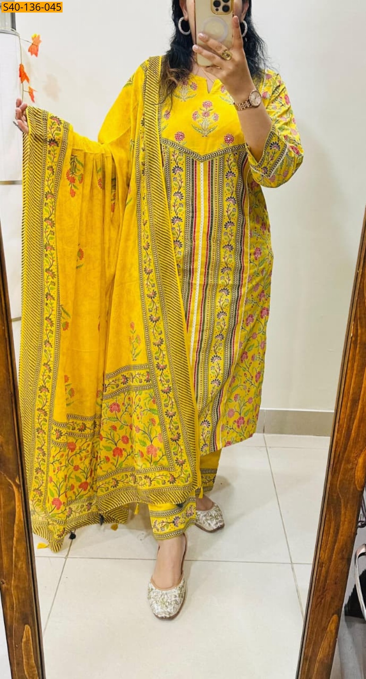 Yellow Fancy rich 3 pcs cotton suit