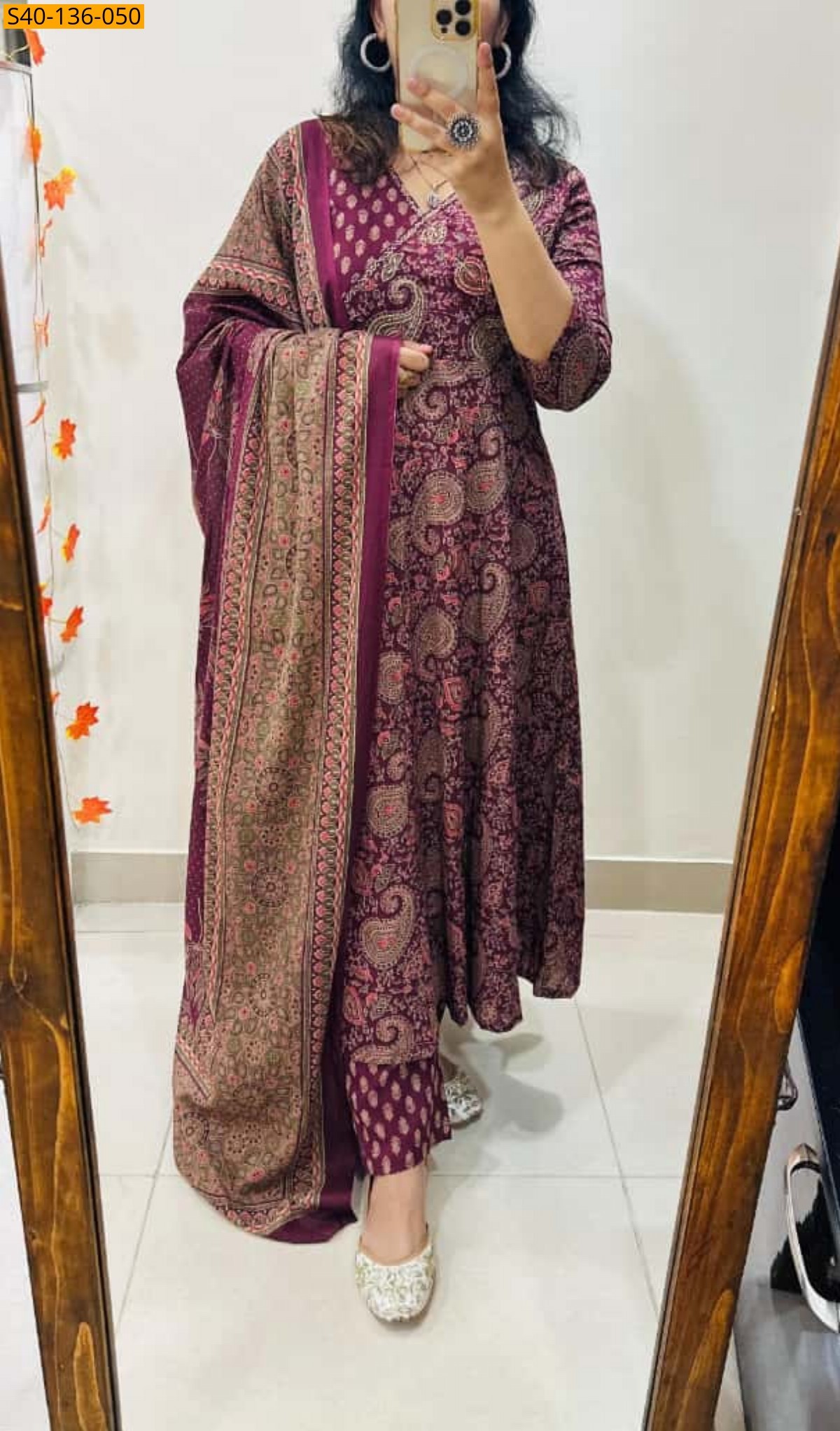 Maroon Fancy Floral Print Idaho Pattern Suit