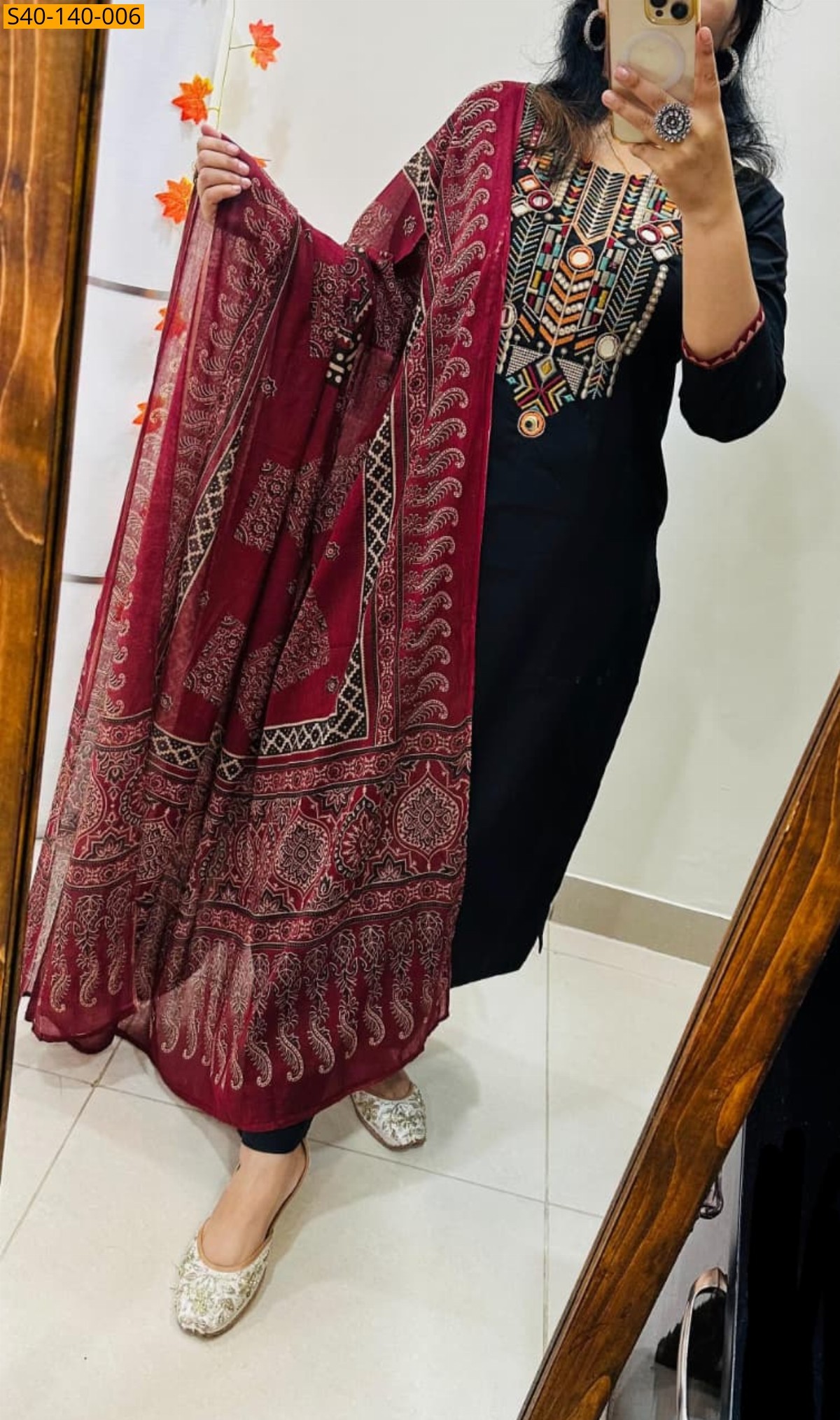 Black Fancy Dhabu Cotton 3 piece suit set
