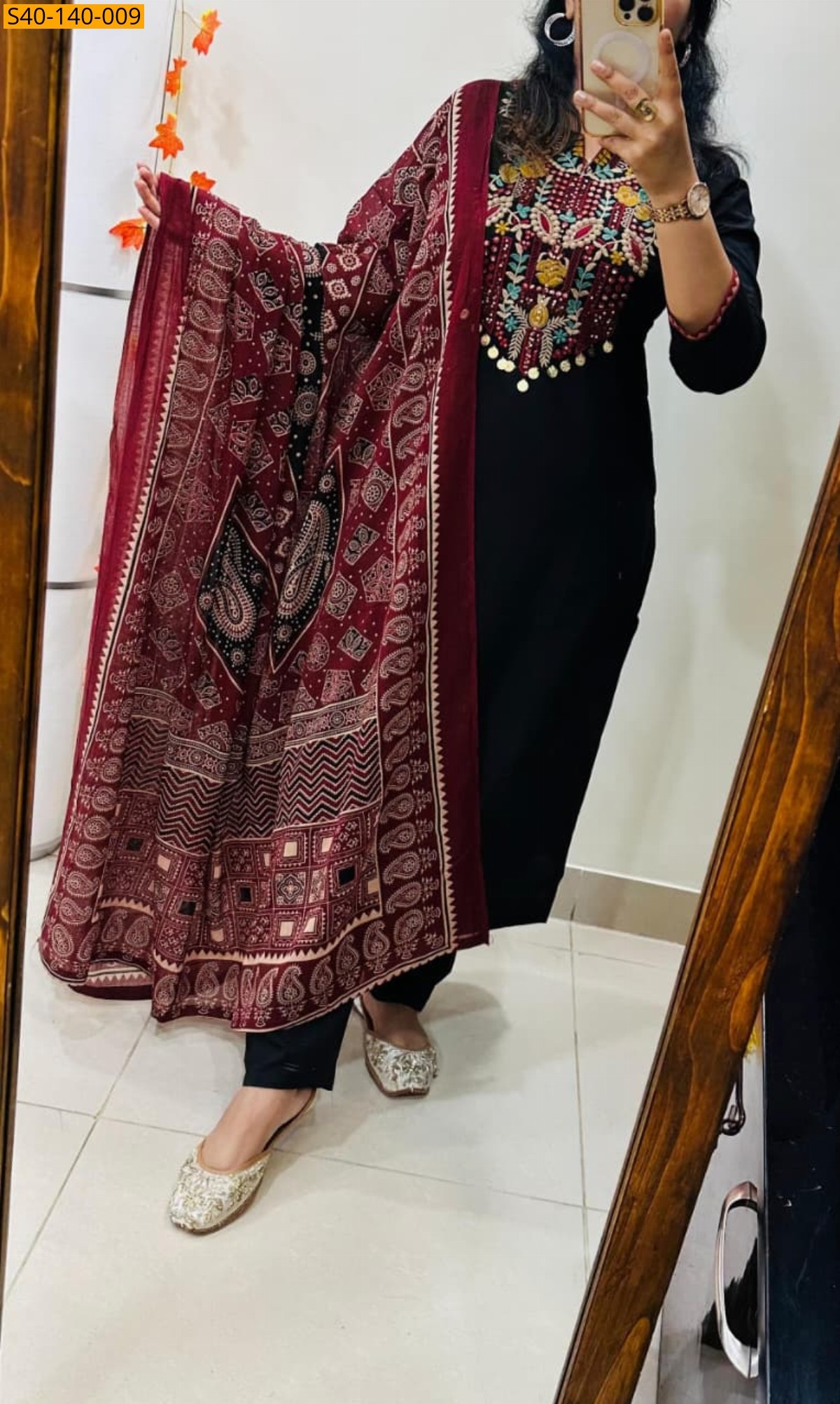 Black Fancy Dhabu Cotton 3 piece suit set