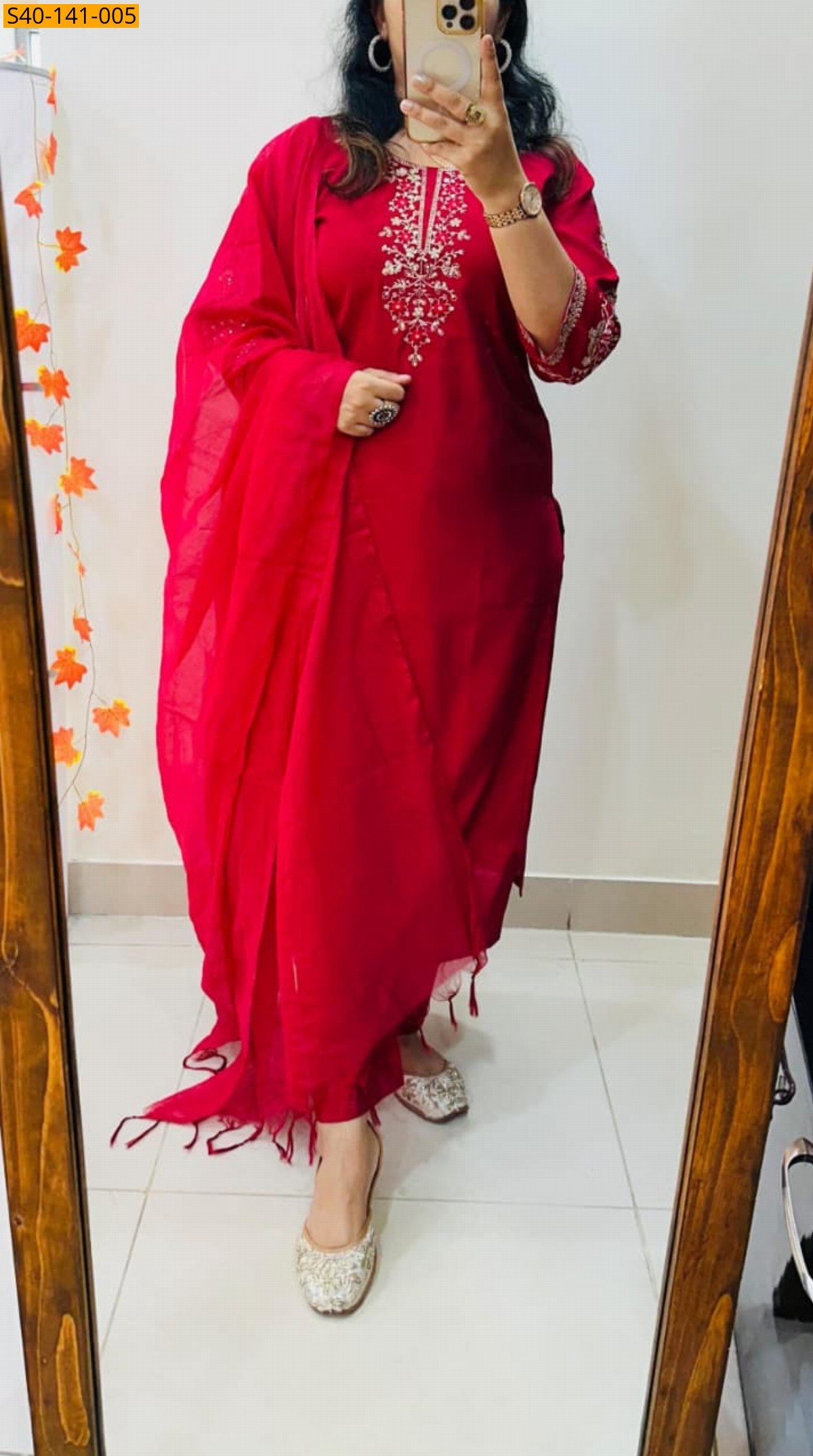 Maroon Fancy Roman Silk Festive 3 piece suit set