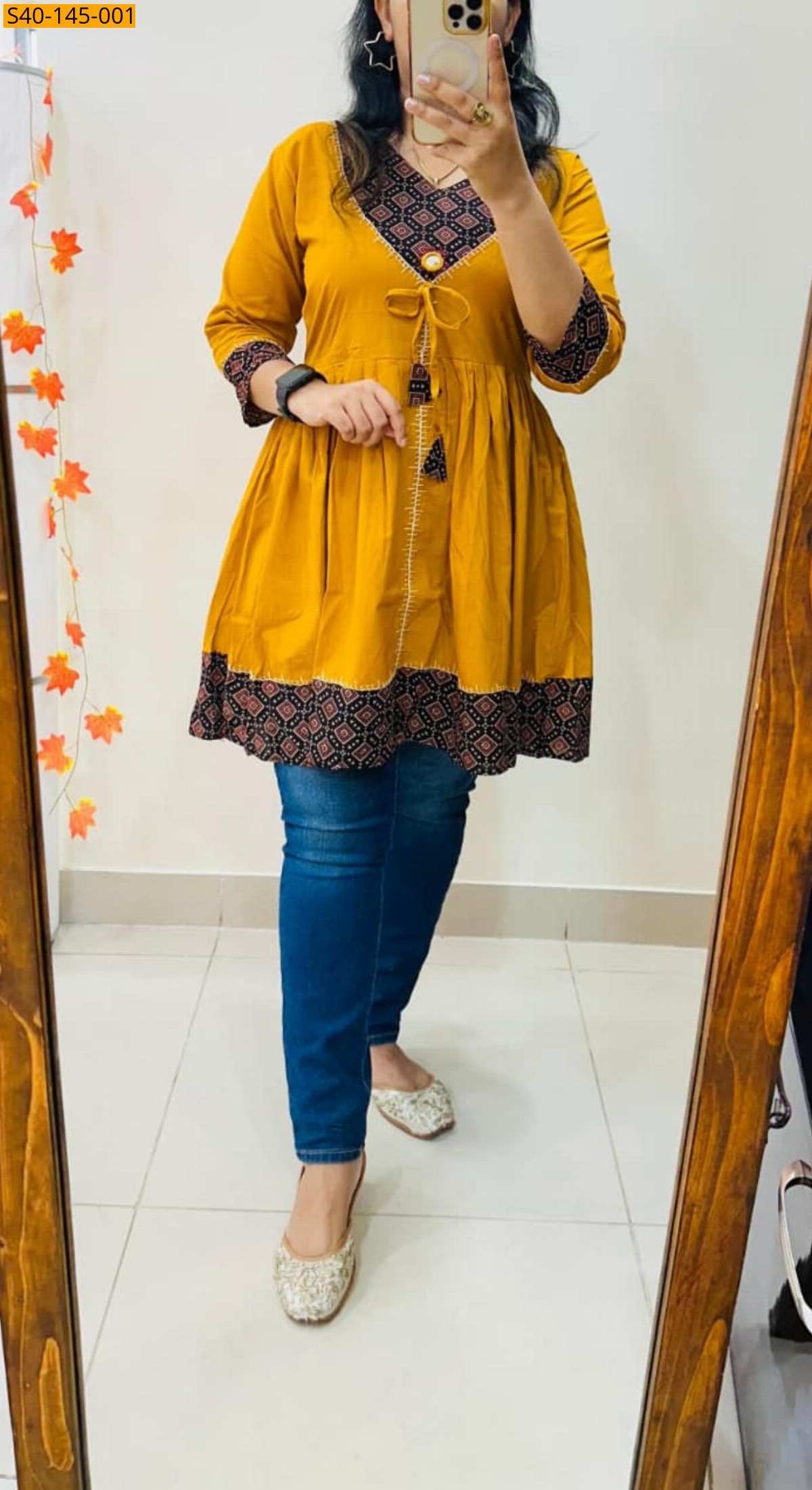 Mustard Fancy Flair Smart Long Top