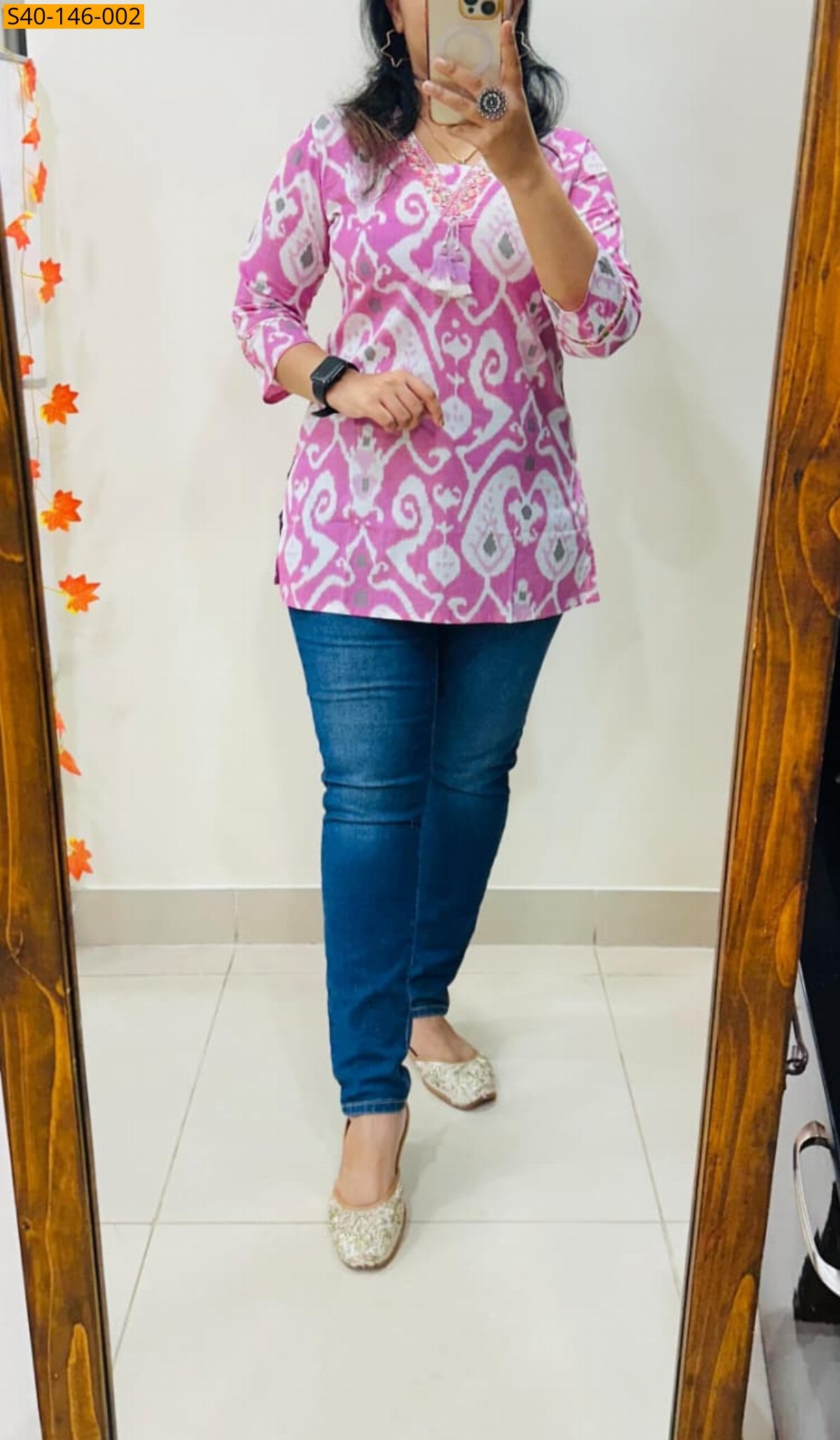 Pink Fancy Office Wear Cotton Tops