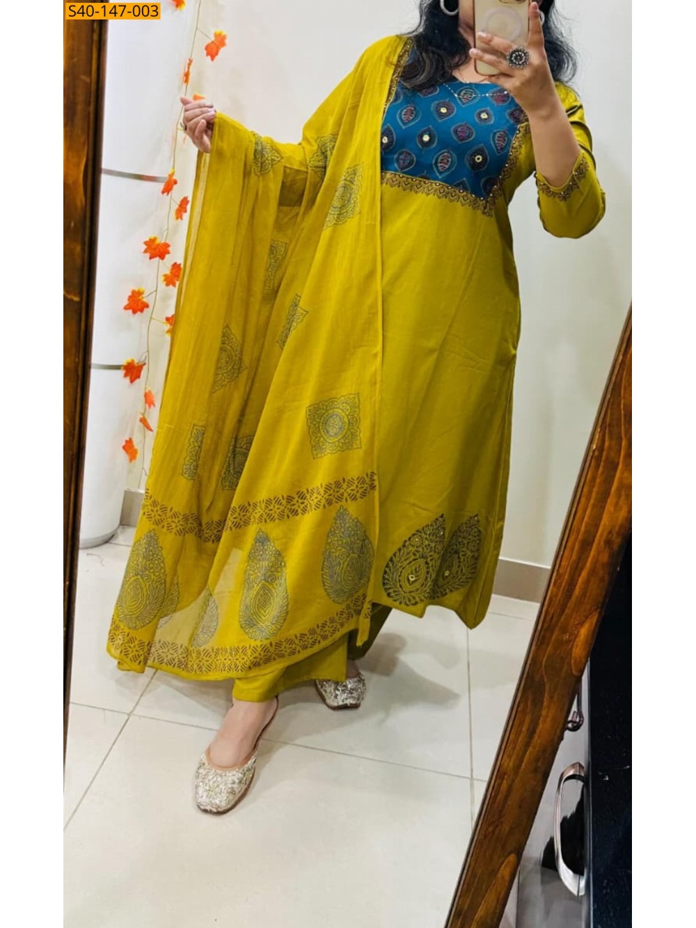 Fancy Cotton kurti pant dupatta Set