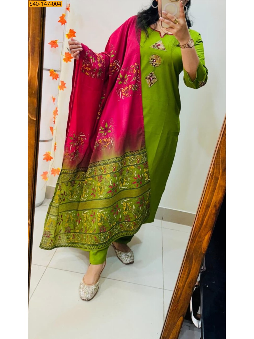 Fancy Dhabu Cotton kurti pant dupatta Set