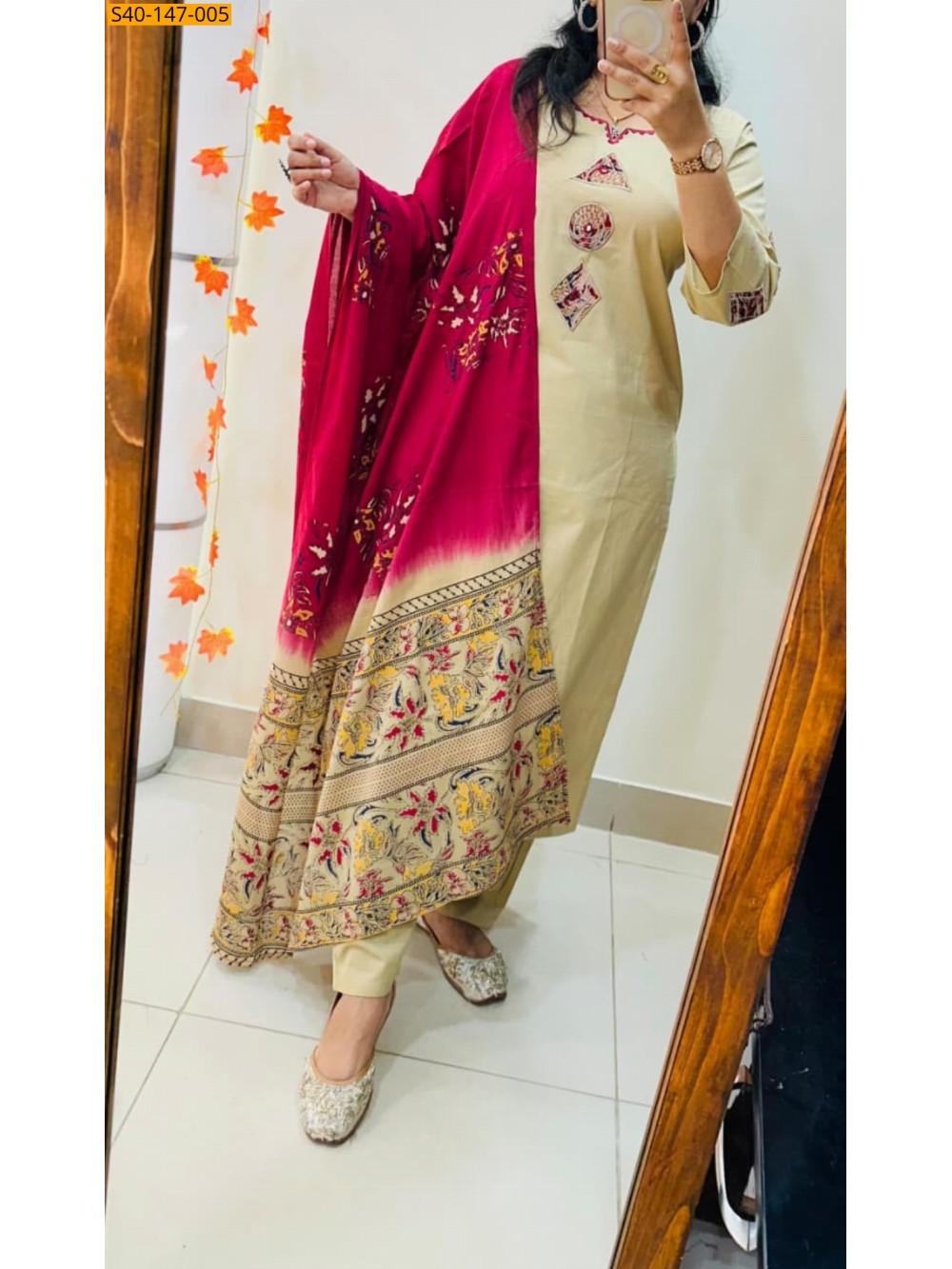 Fancy Dhabu Cotton kurti pant dupatta Set