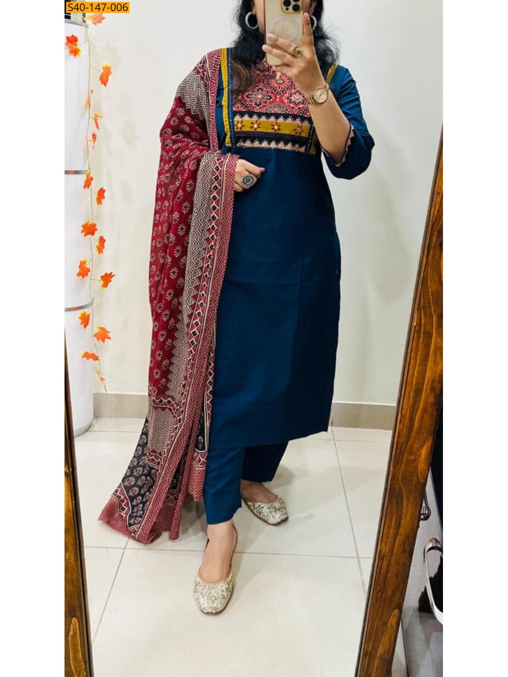 Fancy Cotton kurti pant dupatta Set