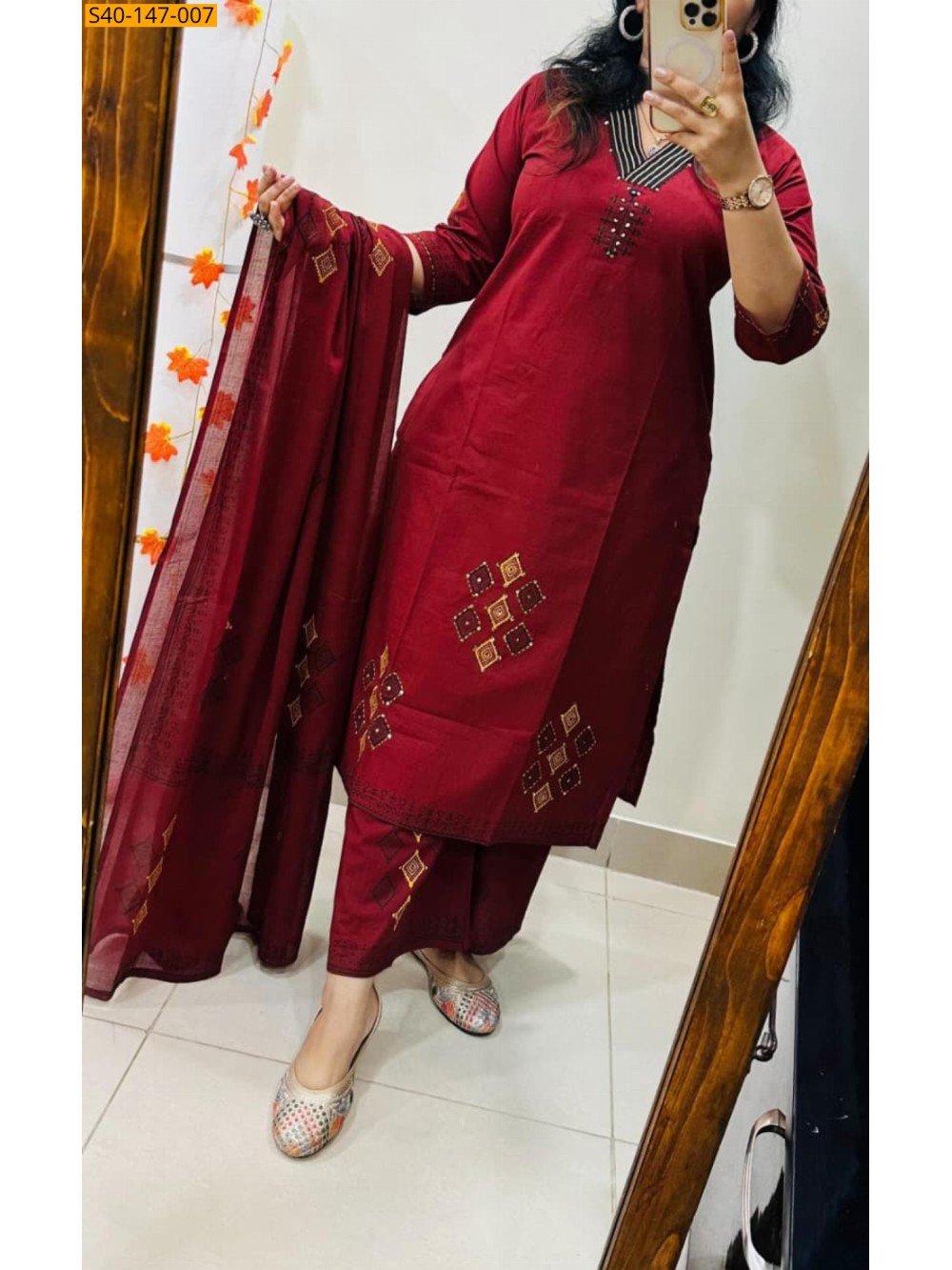 Fancy Dhabu Cotton kurti pant dupatta Set