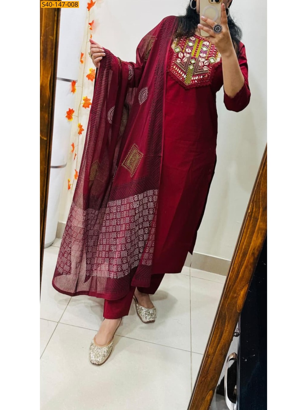 Fancy Dhabu Cotton kurti pant dupatta Set