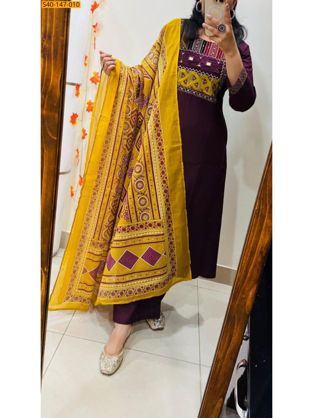 Fancy Dhabu Cotton kurti pant dupatta Set