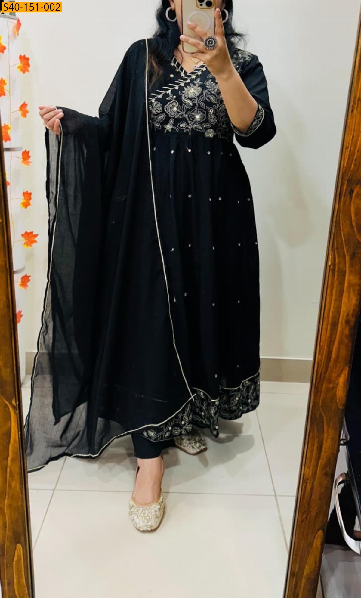 Black Flaired Anarkali Suit