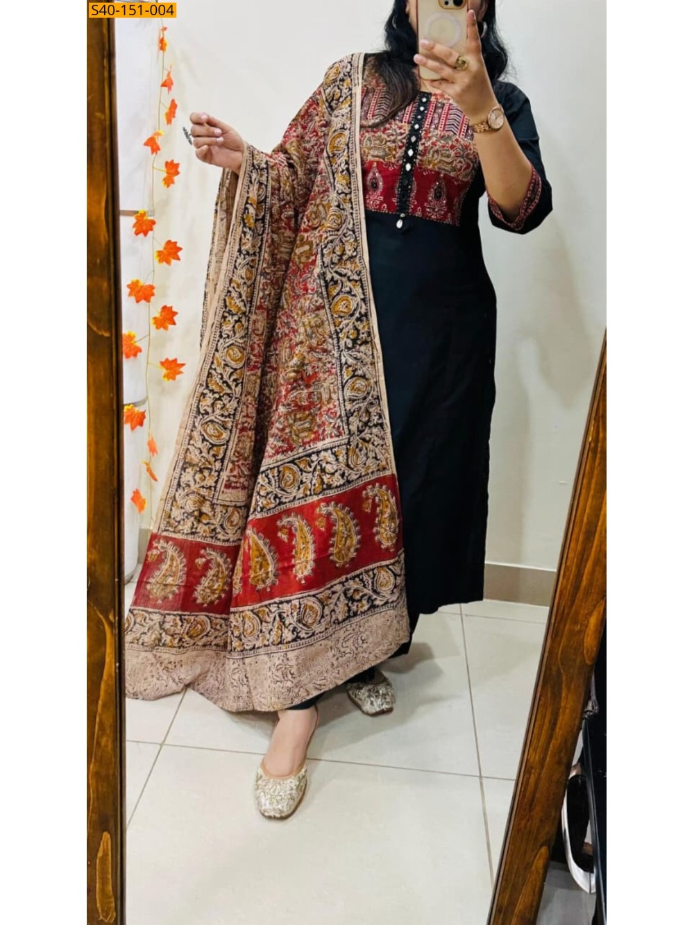 Kurti Palazzo dupatta set in Dhabu Cotton