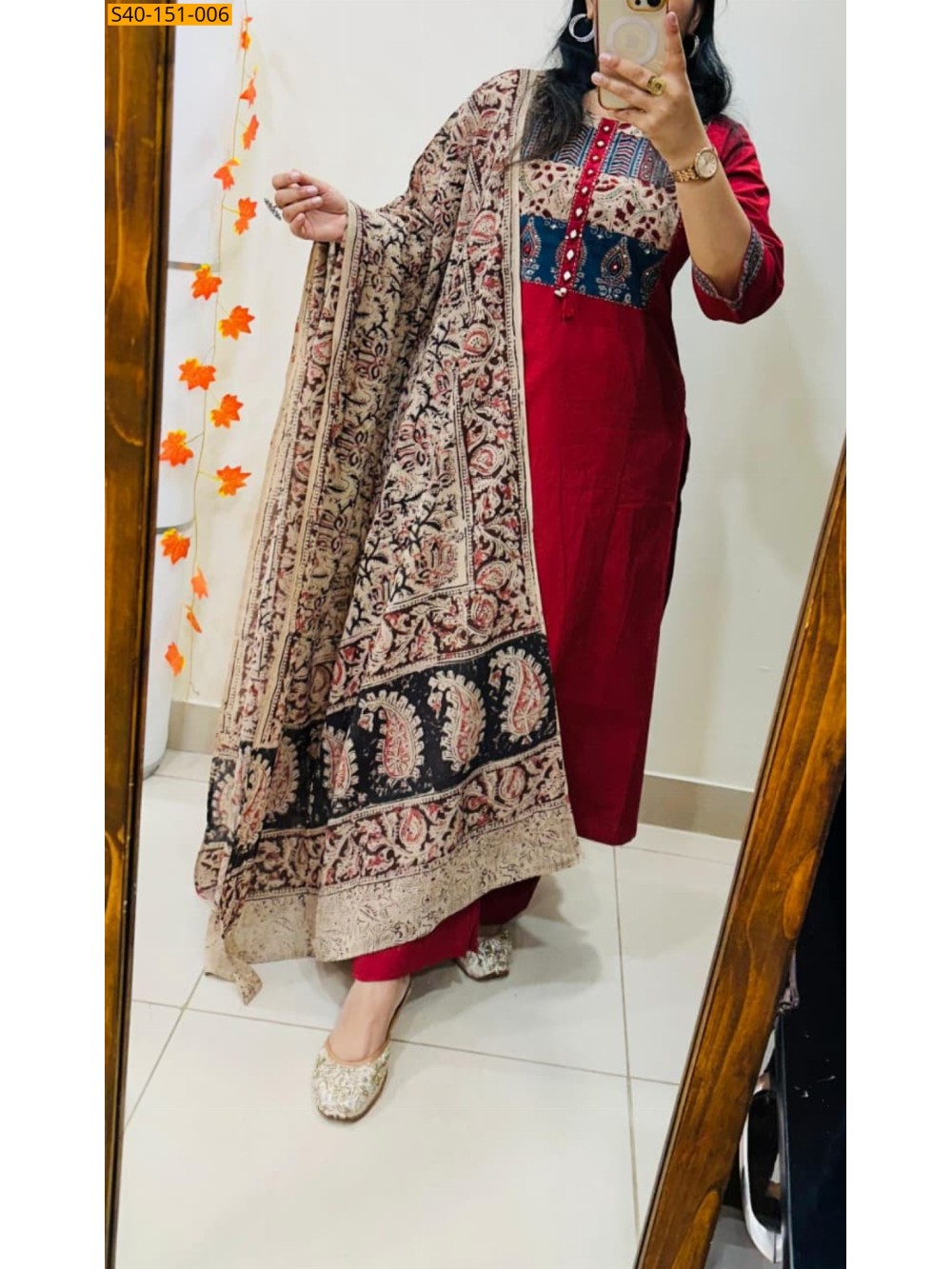 Fancy Dhabu Cotton Kurti  Palazzo duppatta  Set