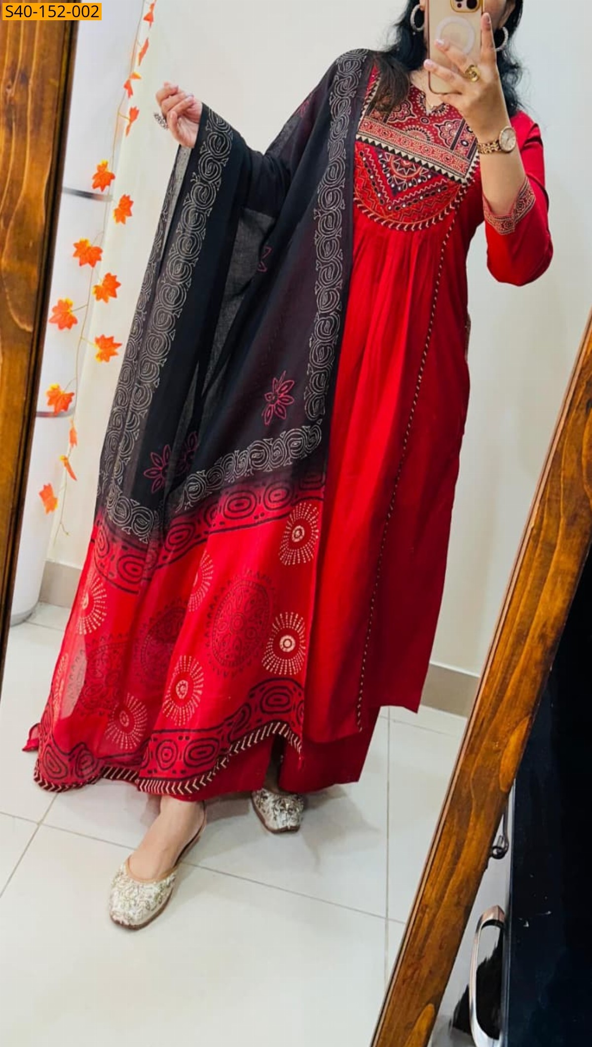 Orange Rich dhabu azrakh cotton suit set