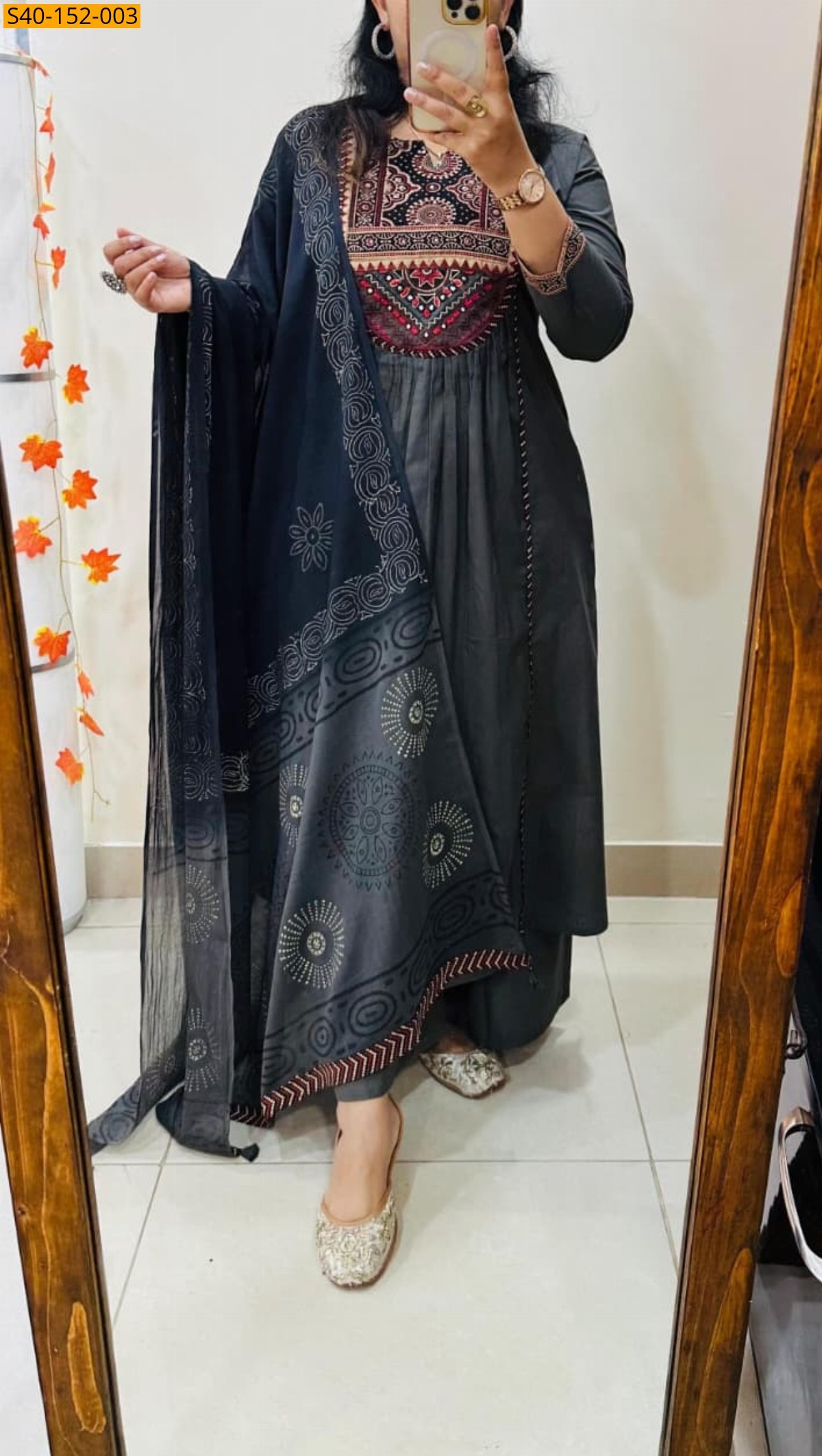 Gray Rich dhabu azrakh cotton suit set