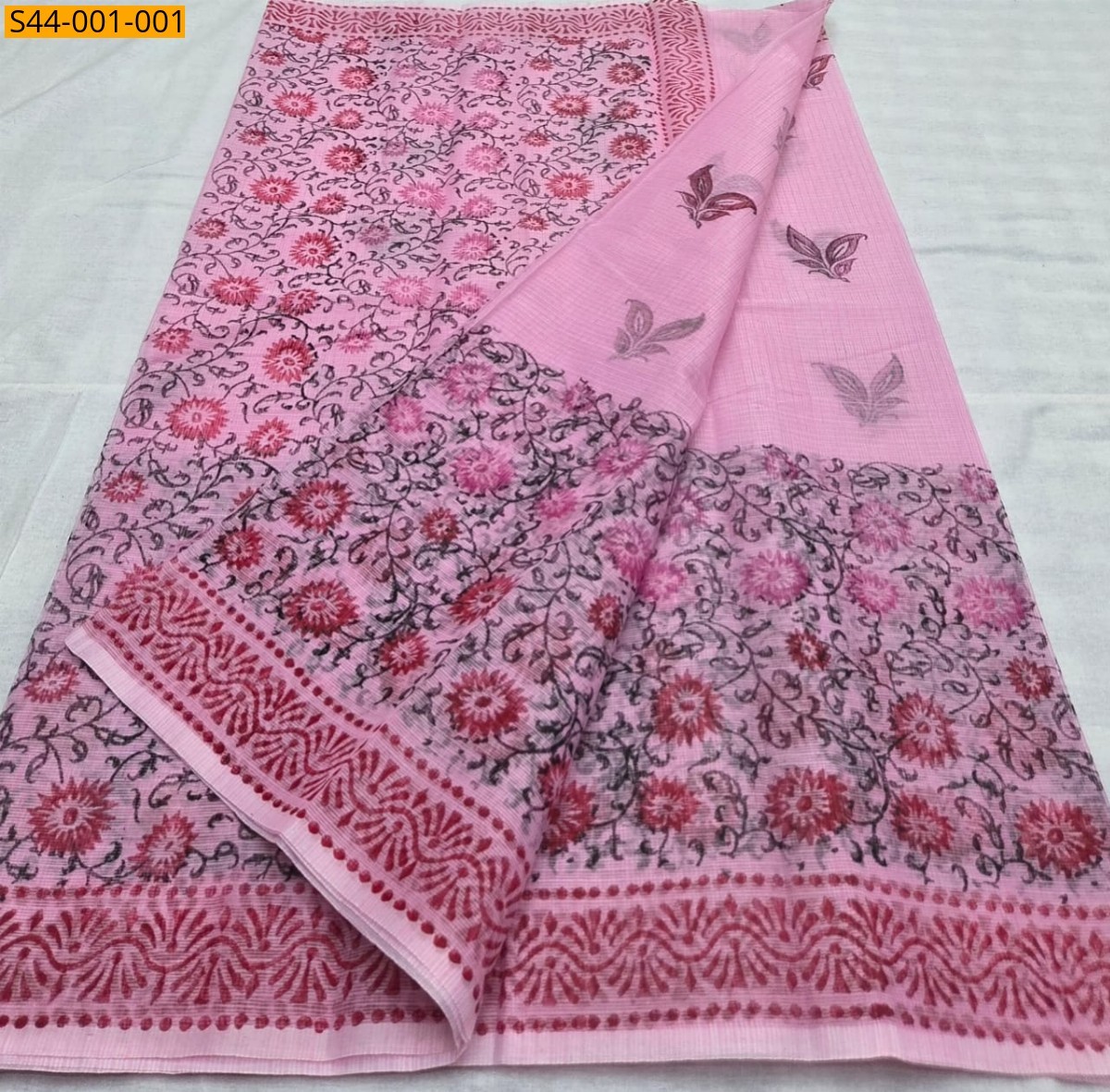 Pink Fancy Kota Hand block printed sarees